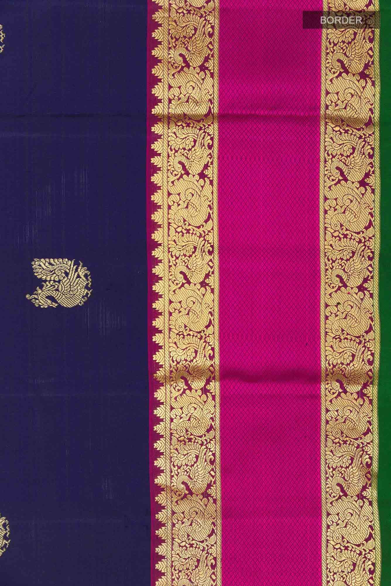 Dark Blue Kanchipuram Silk Saree