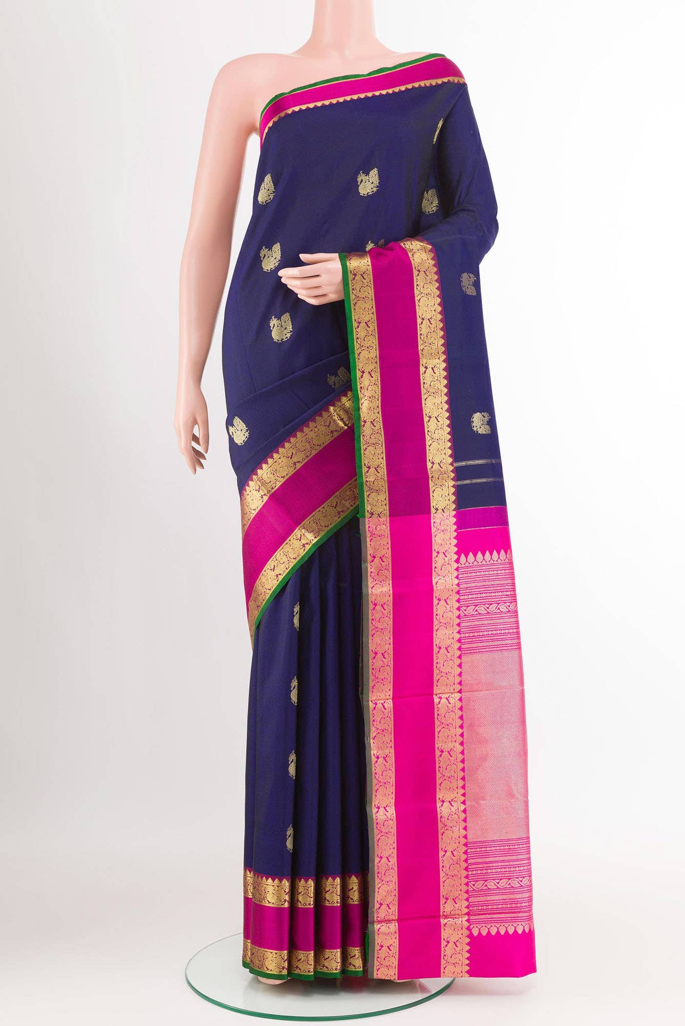 Dark Blue Kanchipuram Silk Saree
