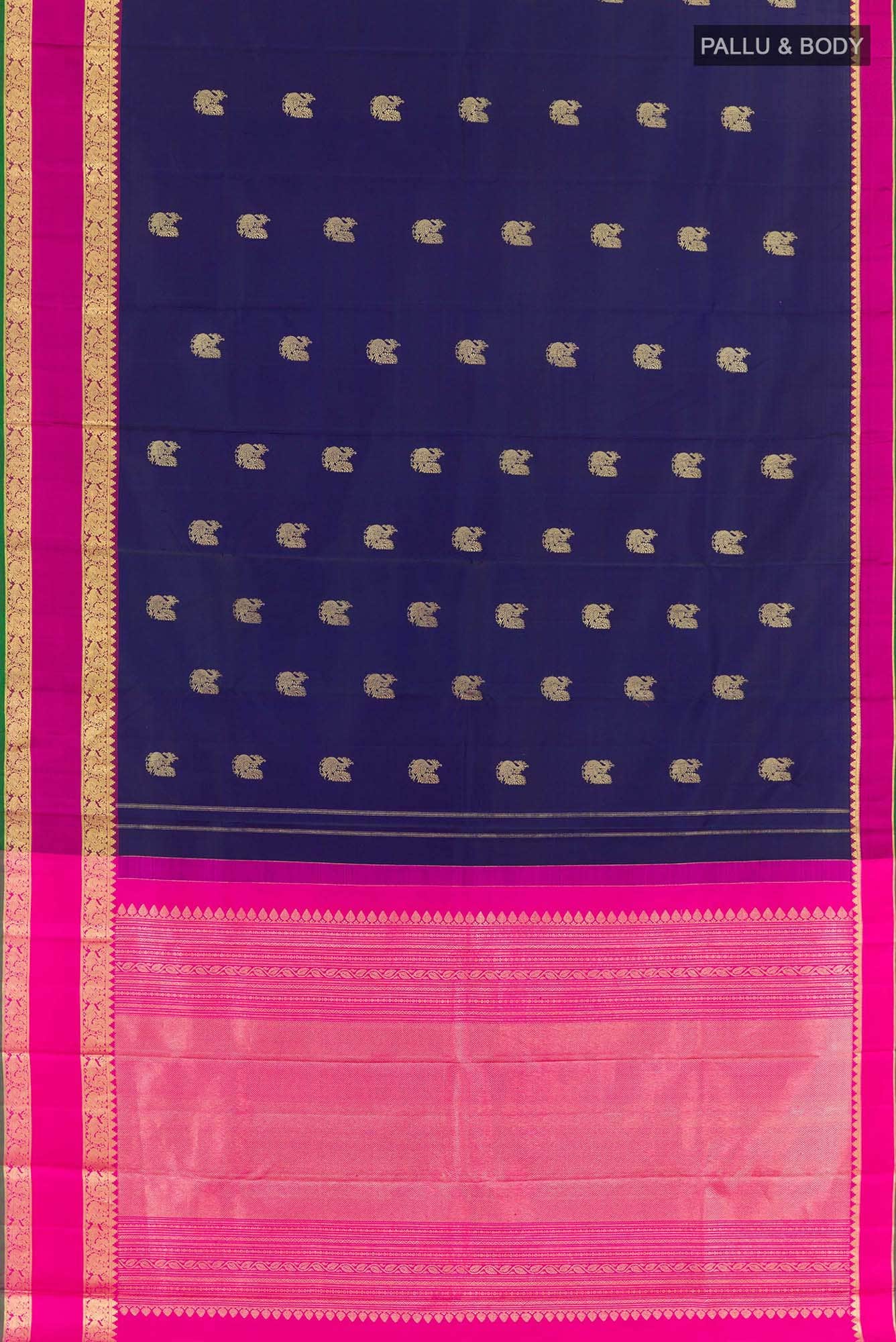 Dark Blue Kanchipuram Silk Saree