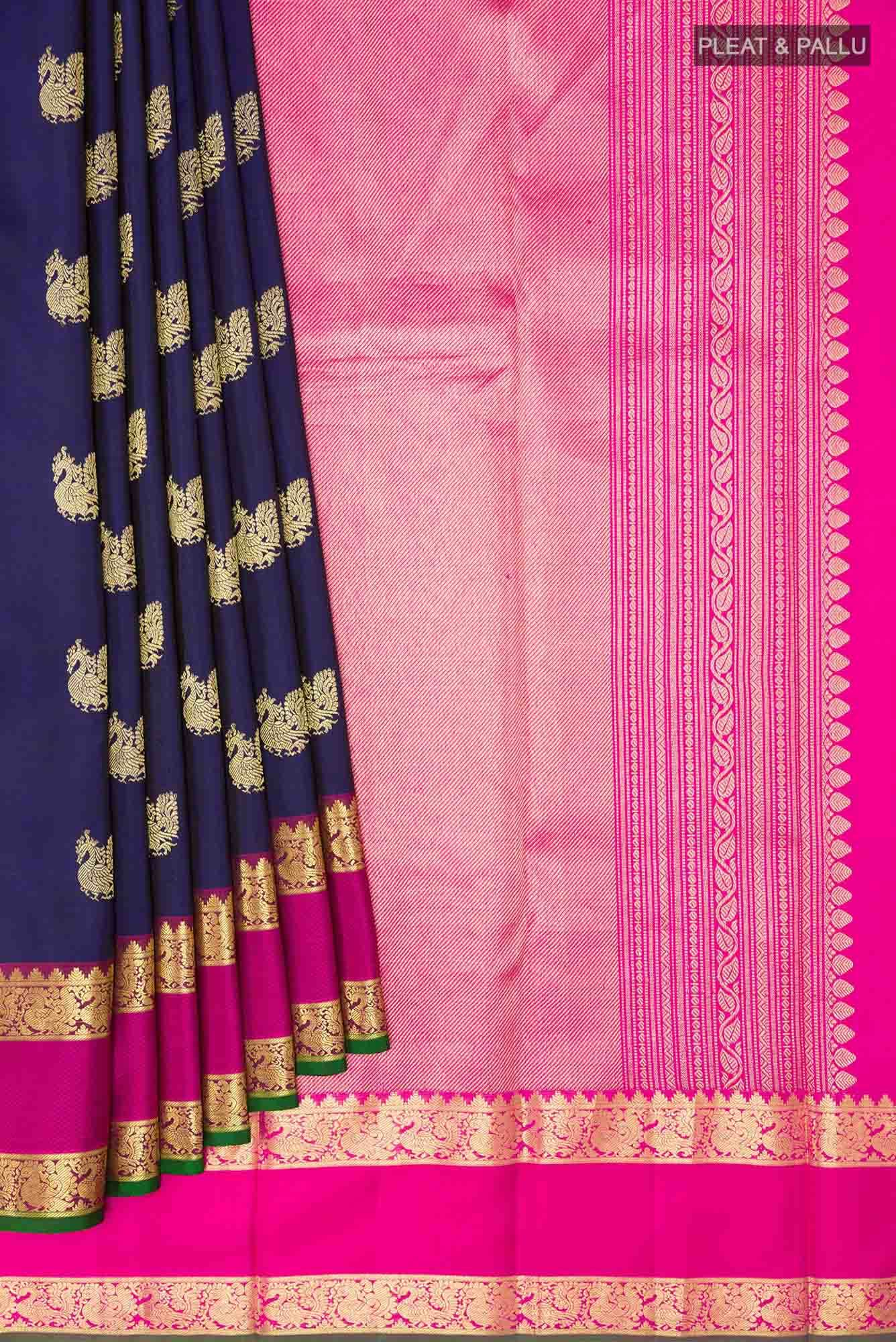 Dark Blue Kanchipuram Silk Saree