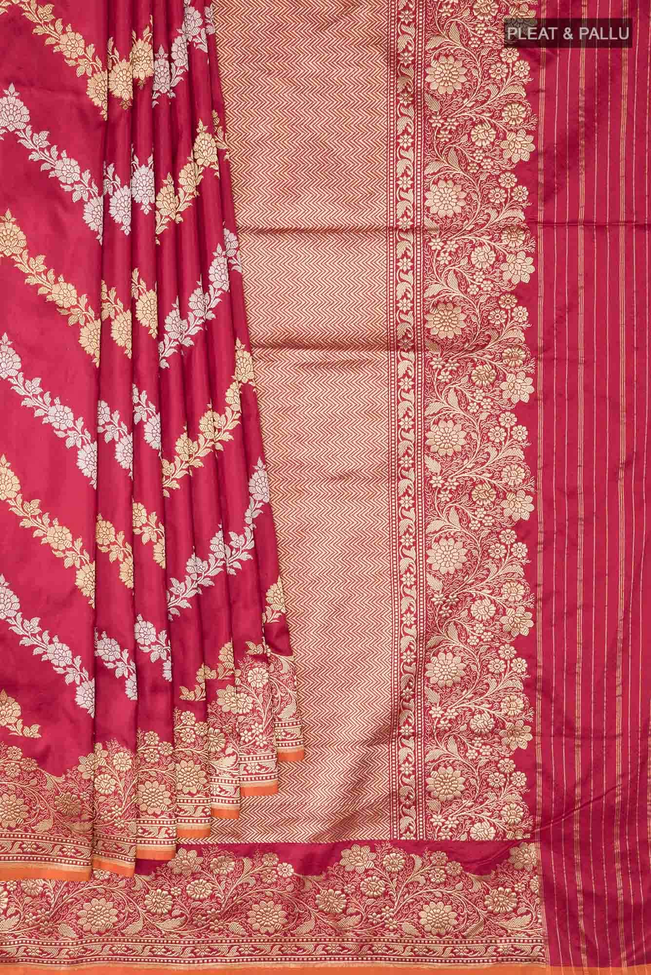 Maroon Banarasi Silk Saree