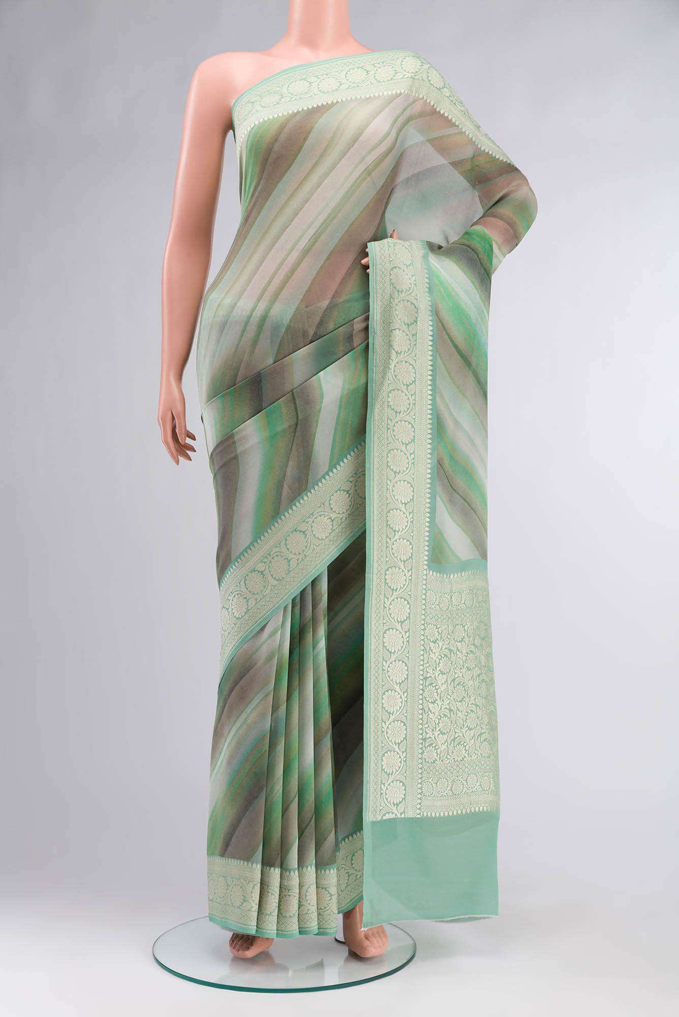 Green Banarasi Georgette Saree