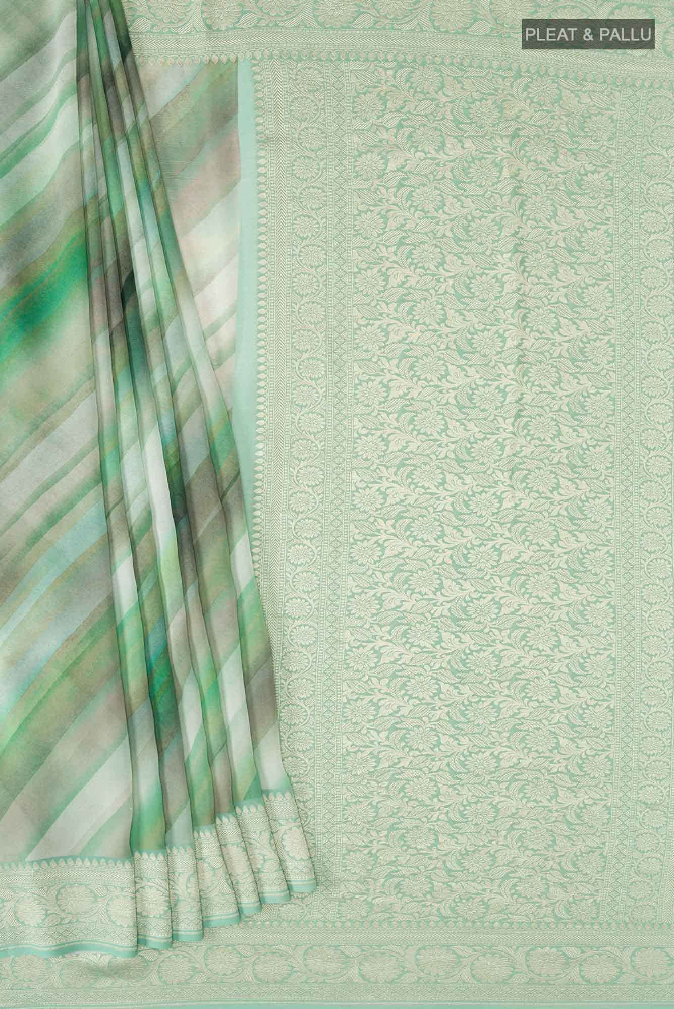 Green Banarasi Georgette Saree