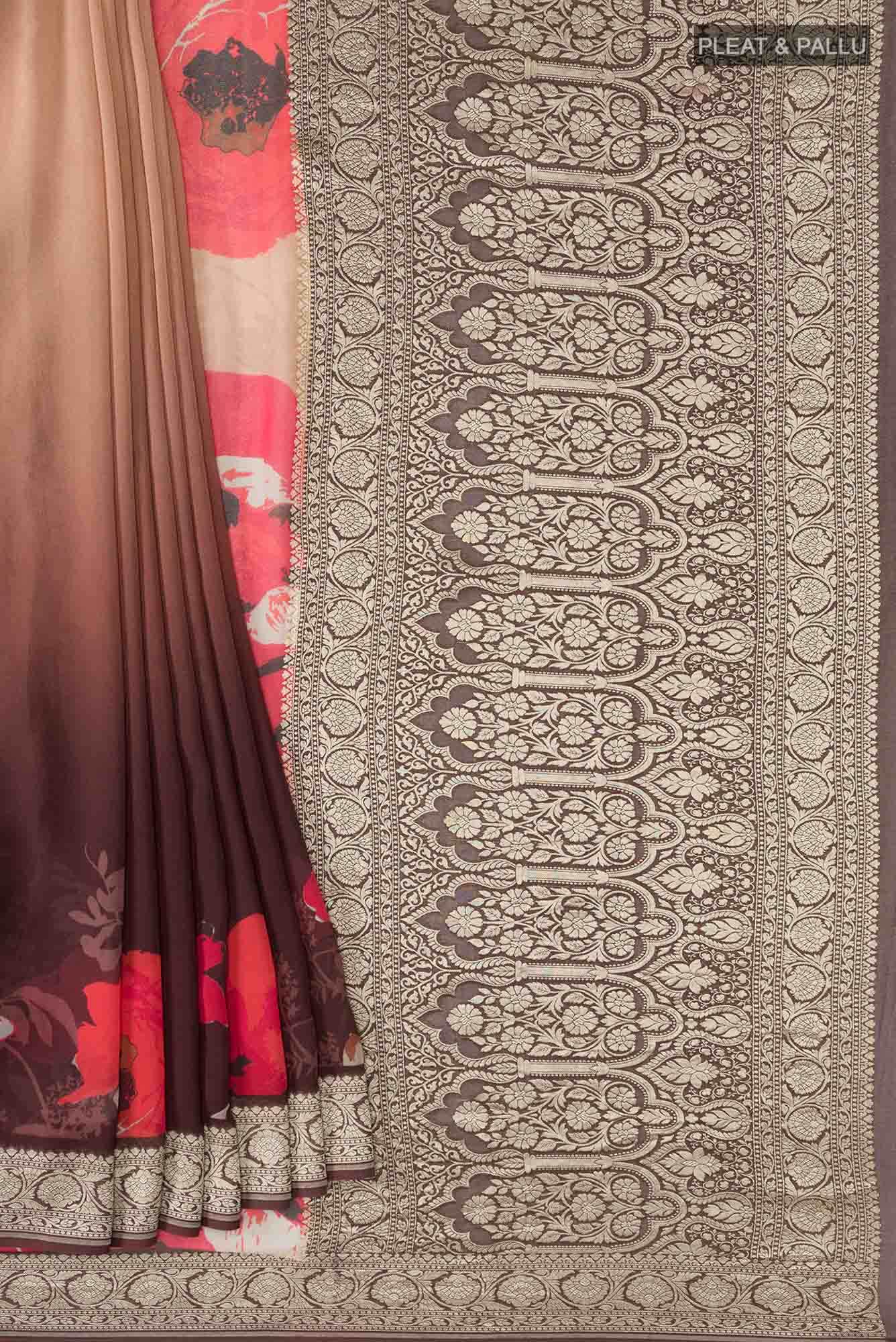 Brown Banarasi Georgette Saree