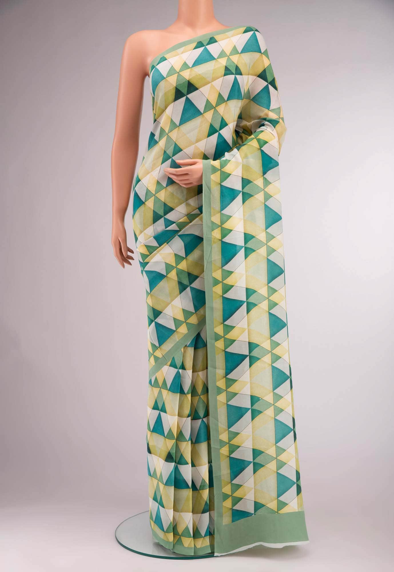 Green Crepe Saree
