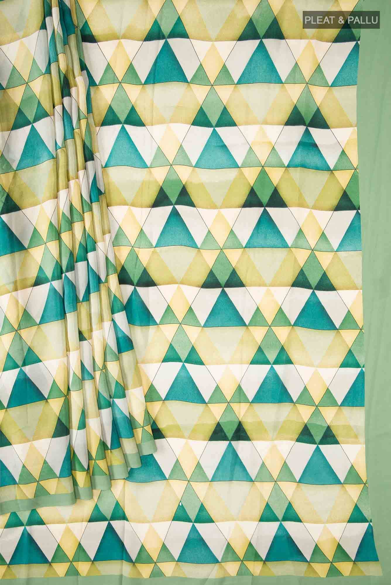 Green Crepe Saree