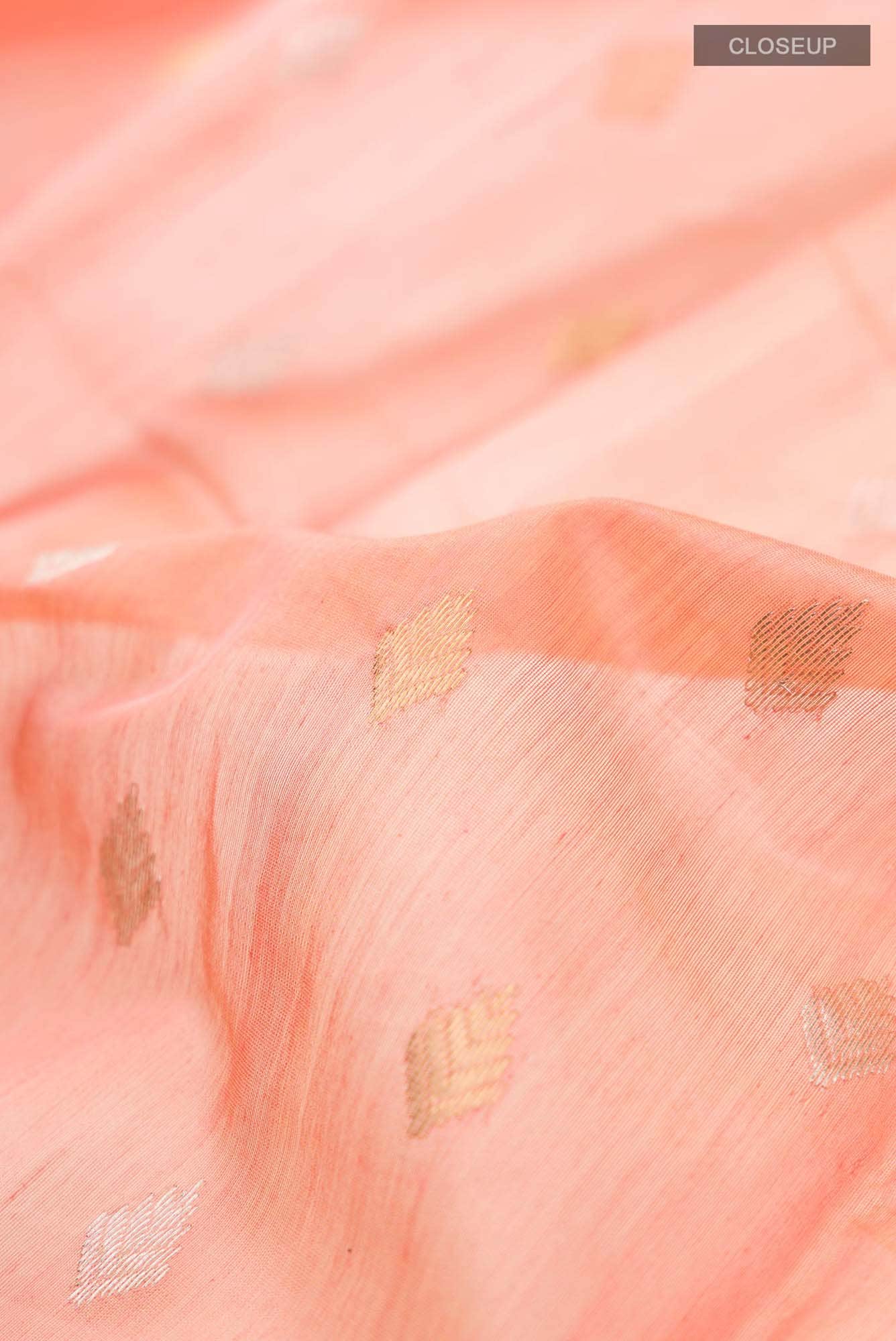 Peach Chanderi Silk Cotton Saree