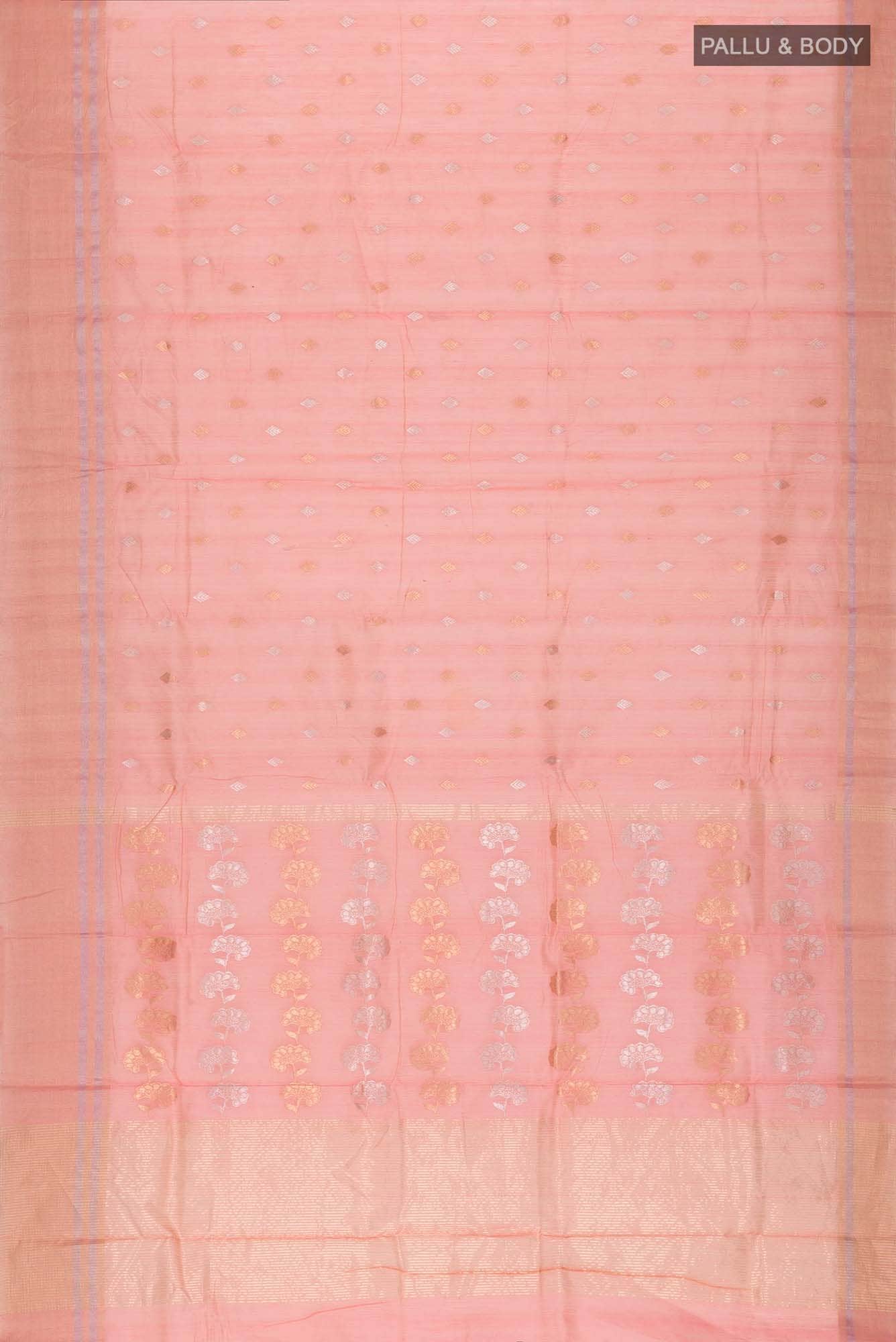Peach Chanderi Silk Cotton Saree