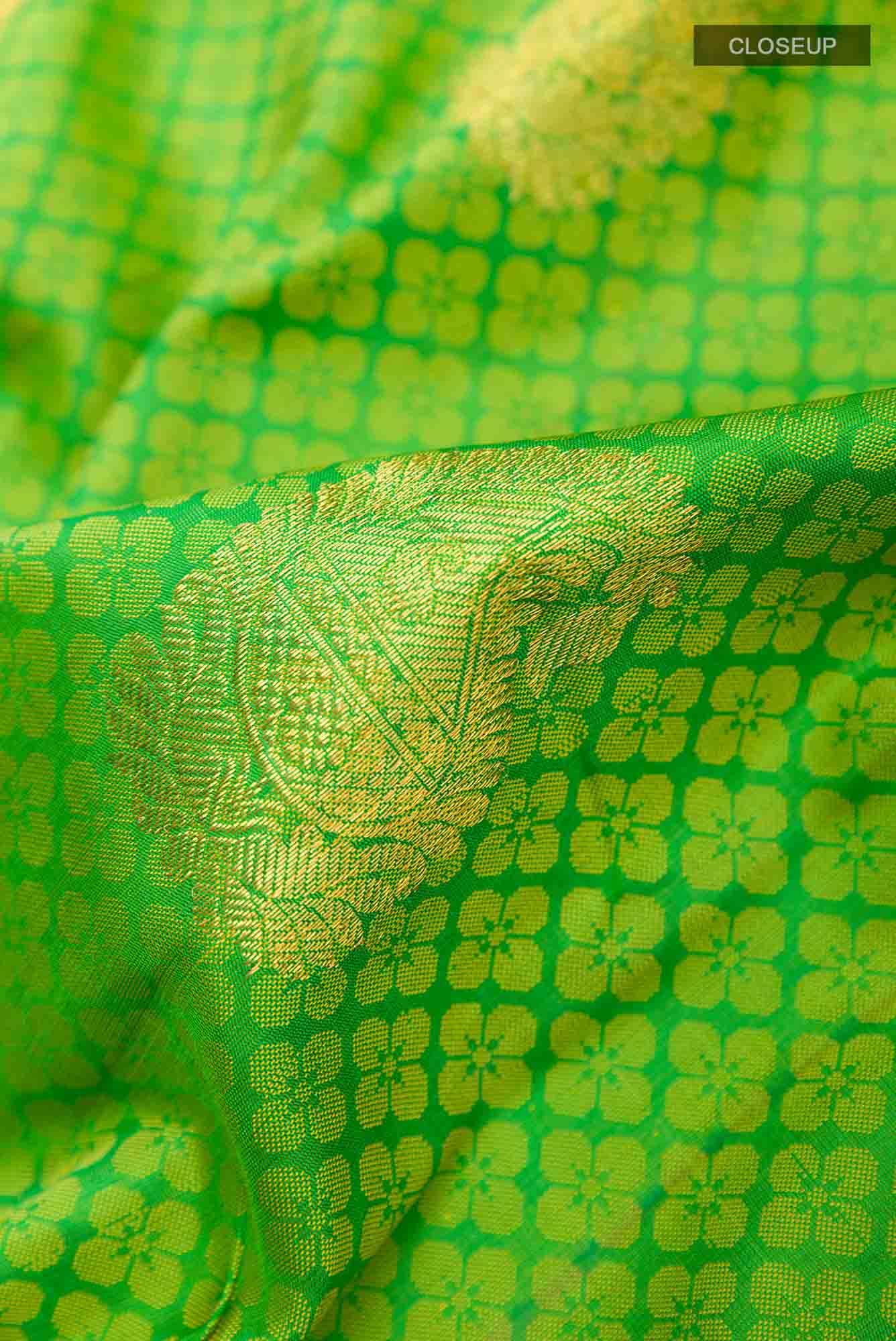 Pure Silk Pure Zari Green Kanchipuram Saree
