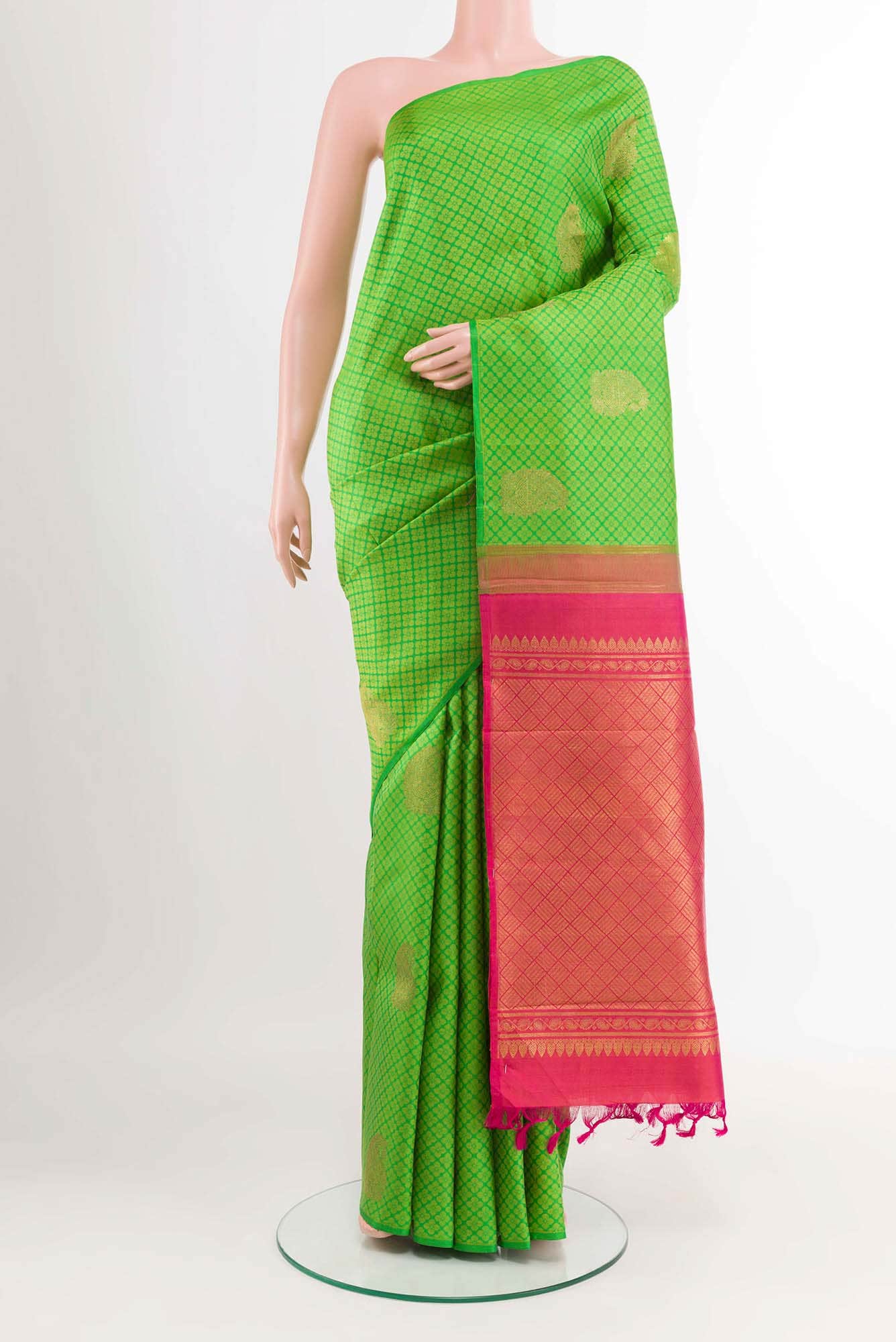 Pure Silk Pure Zari Green Kanchipuram Saree