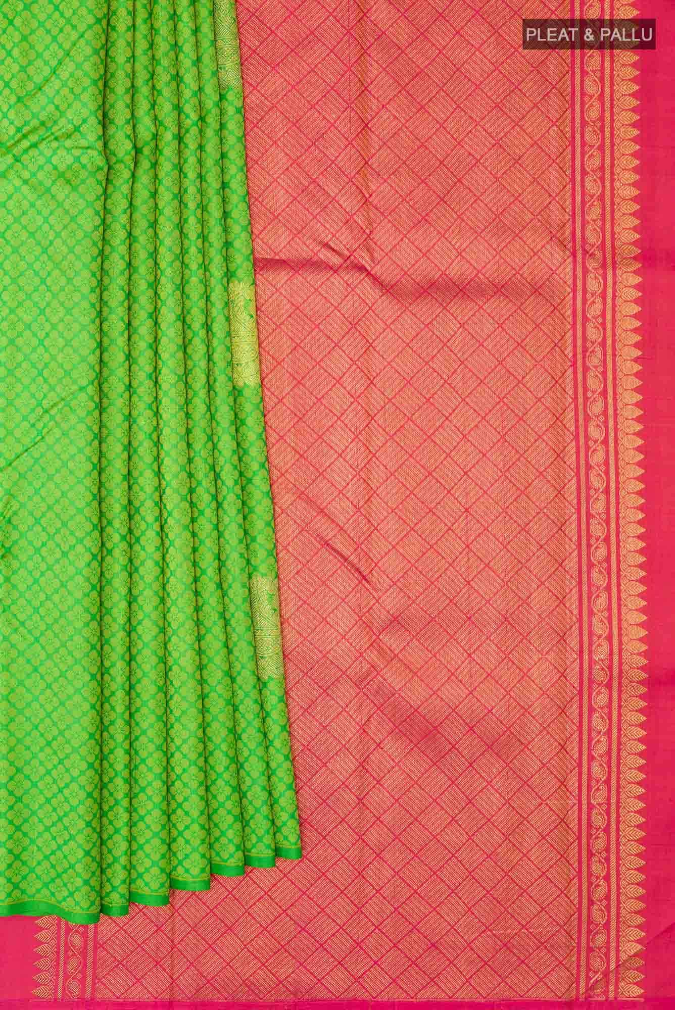 Pure Silk Pure Zari Green Kanchipuram Saree