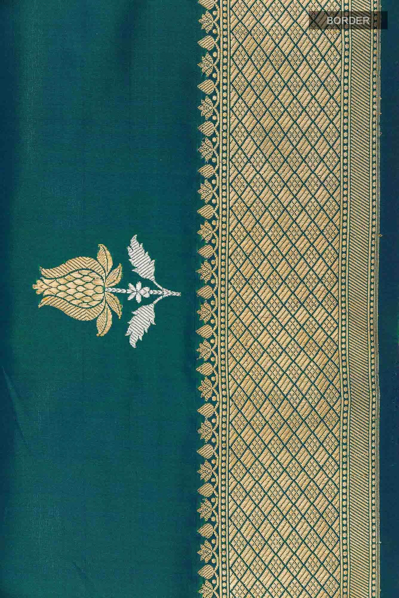Peacock Blue Banarasi Silk Saree