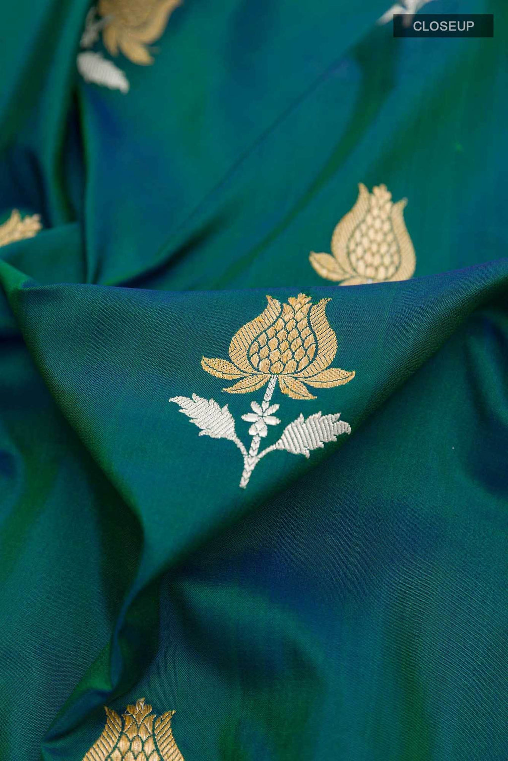 Peacock Blue Banarasi Silk Saree