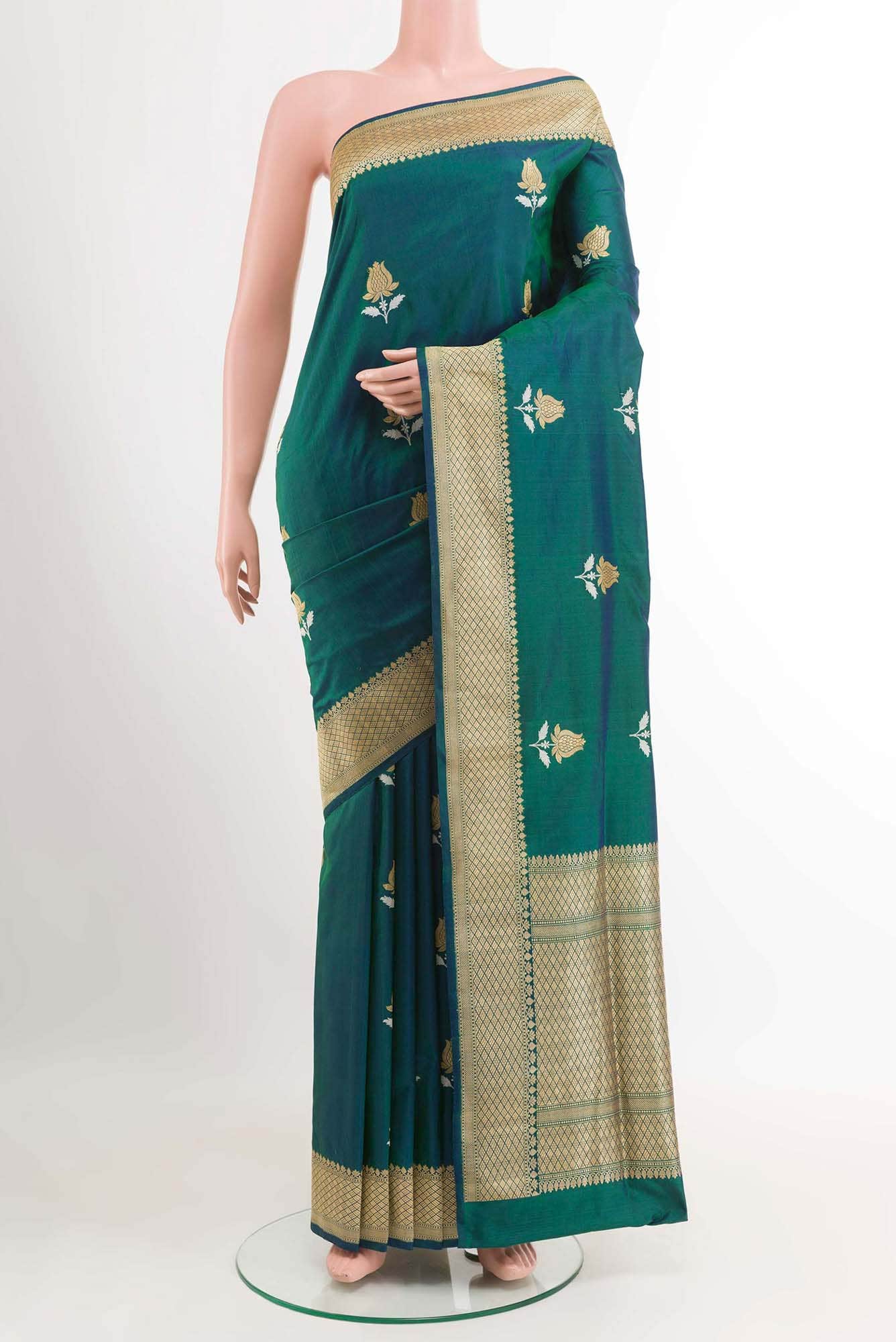 Peacock Blue Banarasi Silk Saree