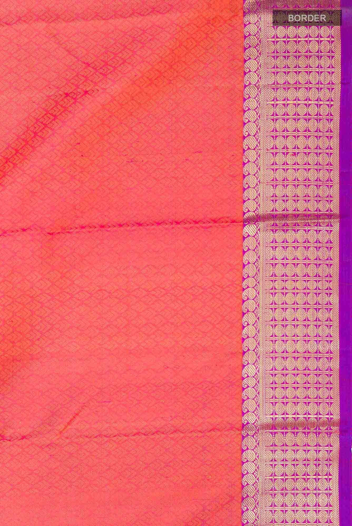 Pure Silk Pure Zari Pink Dual Tone Kanchipuram Saree