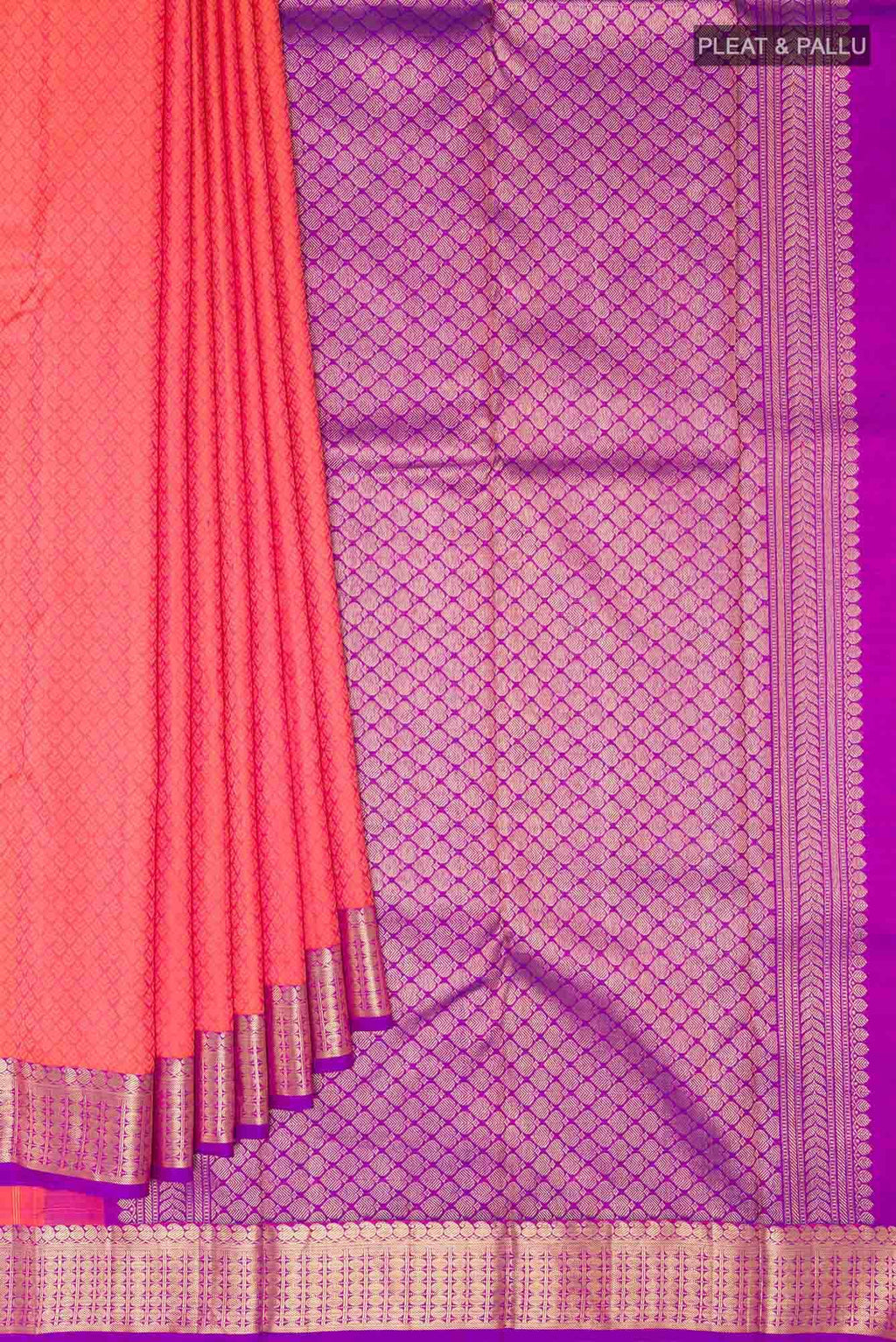 Pure Silk Pure Zari Pink Dual Tone Kanchipuram Saree