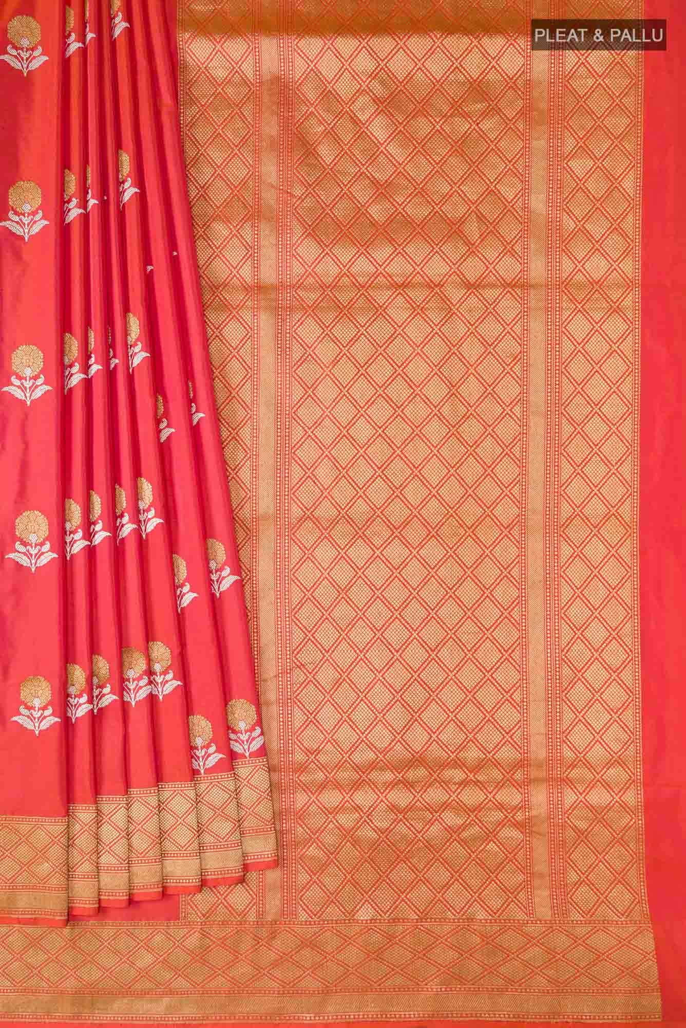 Pink With Orange Dual Tone Banarasi Silk Saree