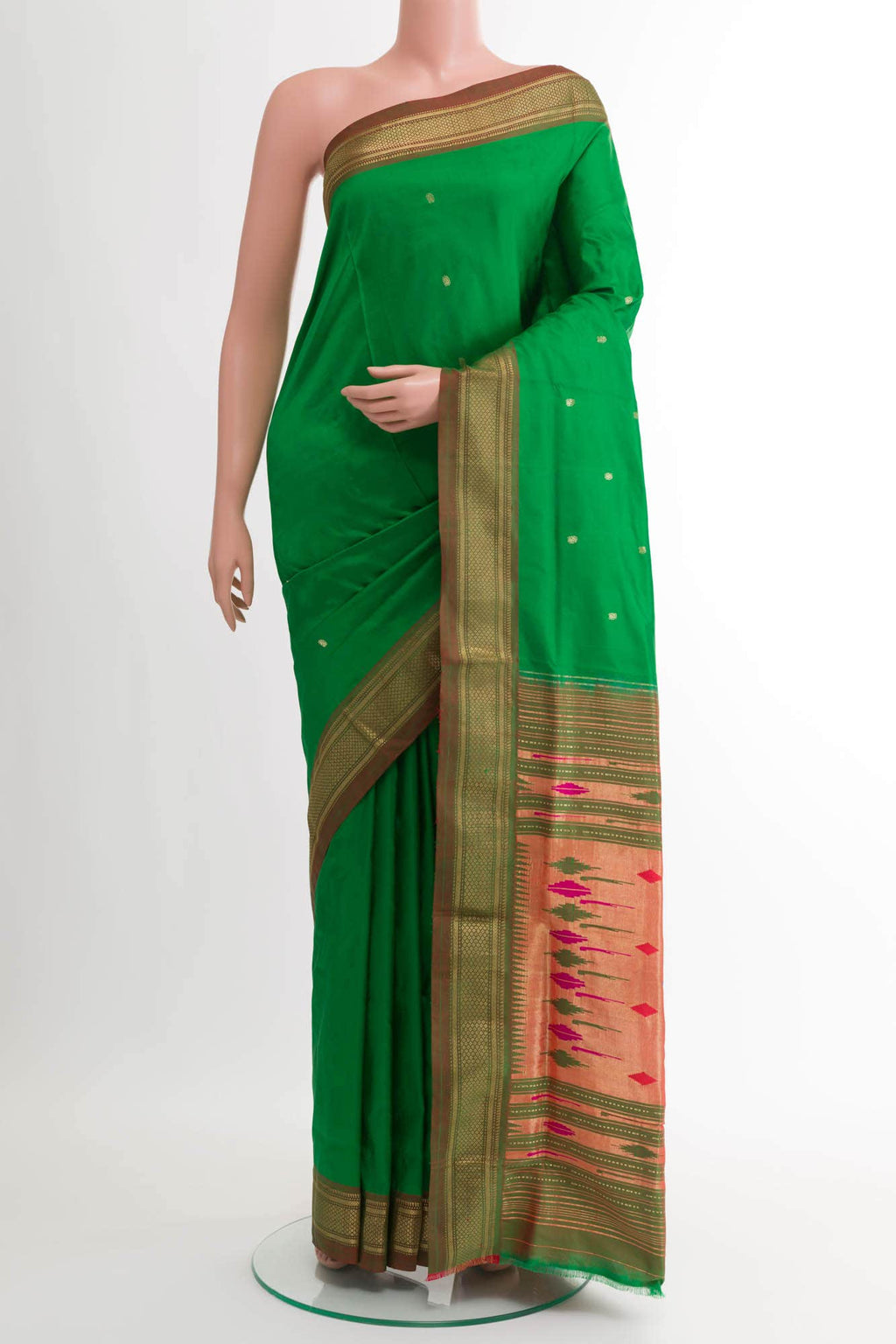 Green Dual Tone Paithani Silk Saree