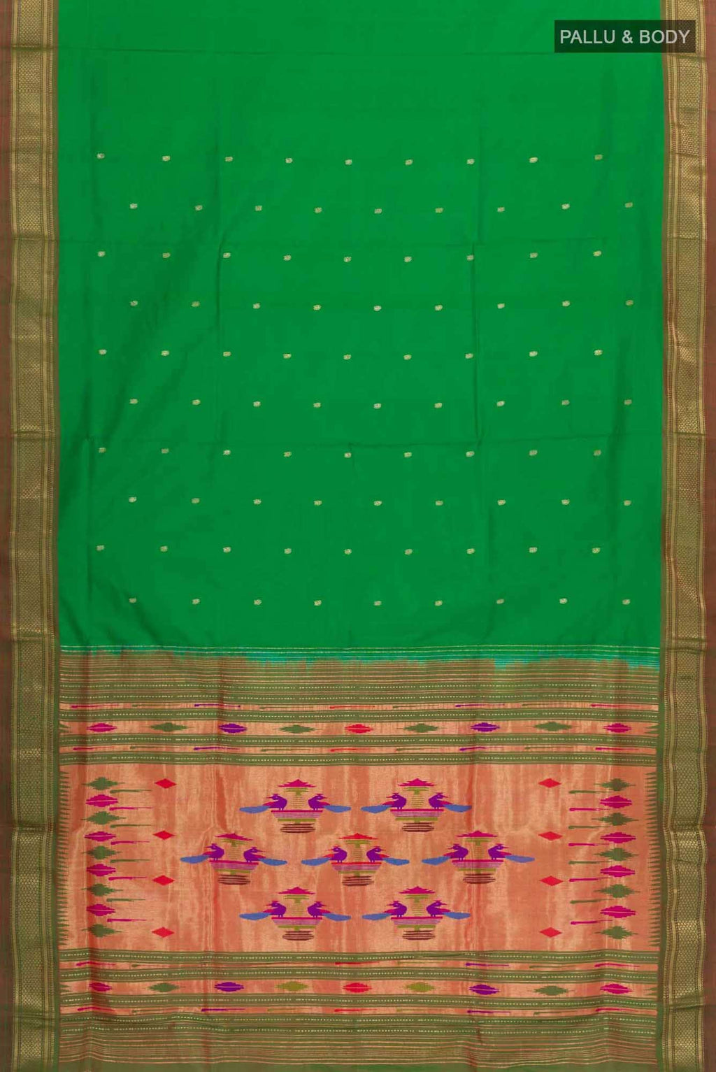 Green Dual Tone Paithani Silk Saree