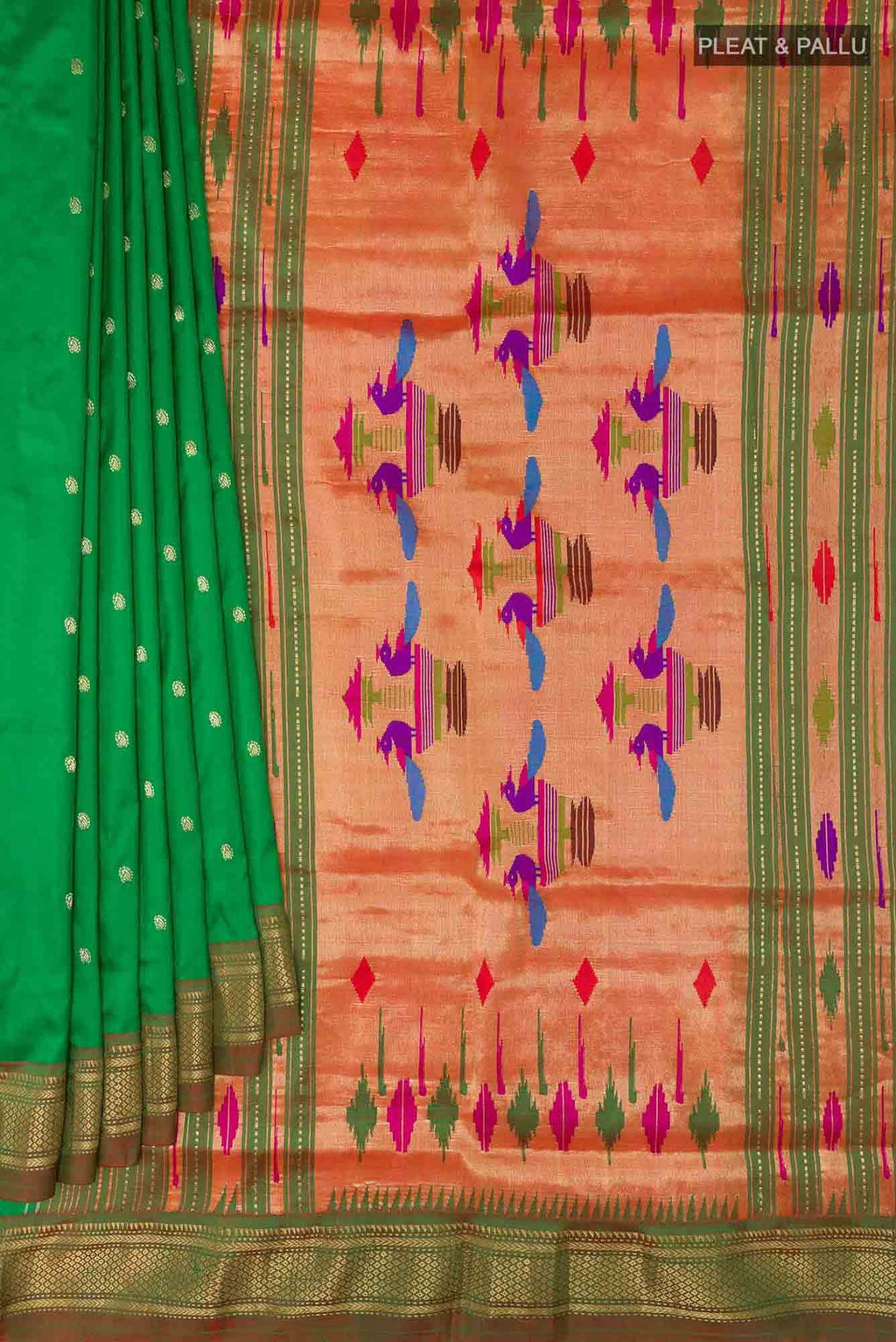 Green Dual Tone Paithani Silk Saree