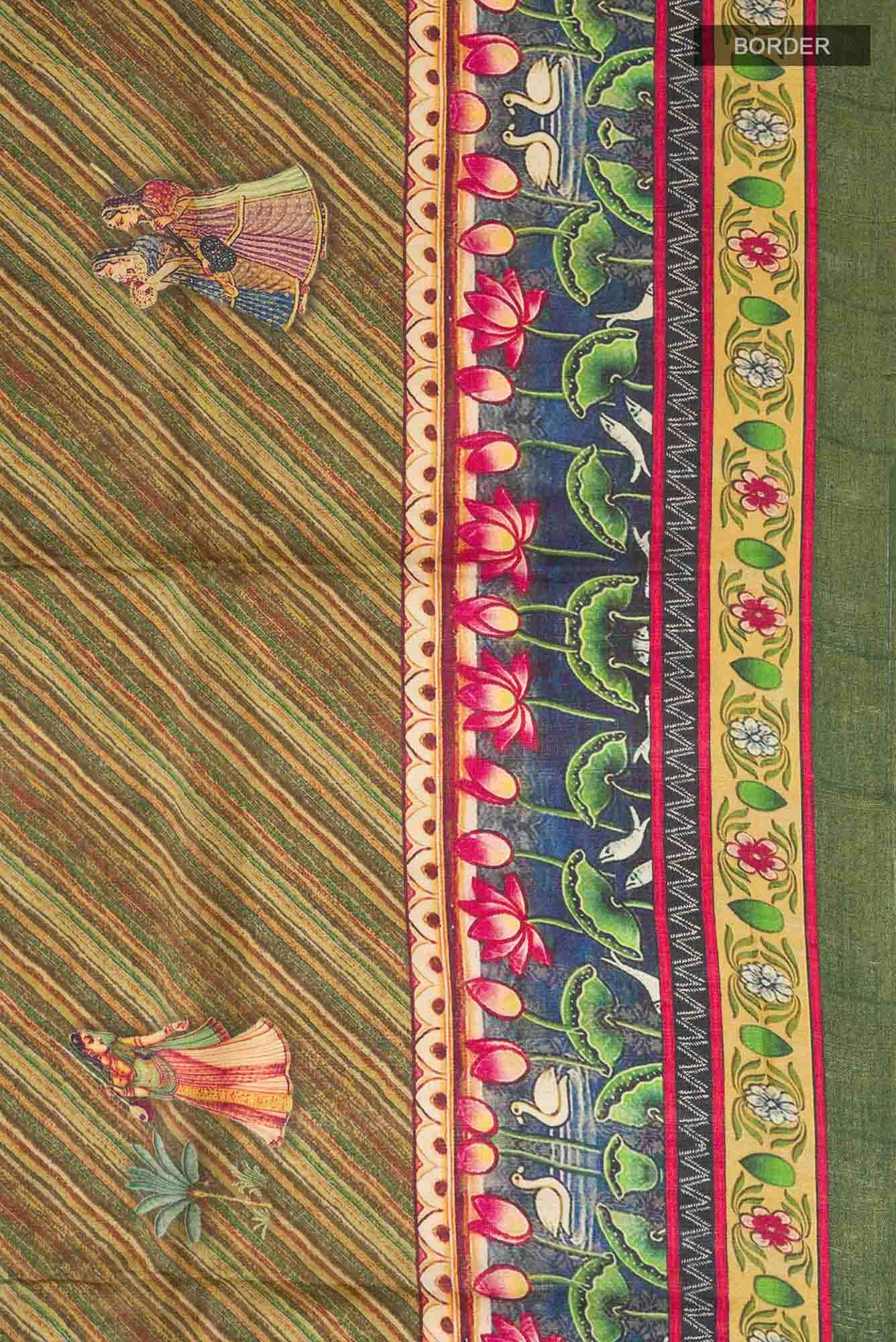Green Bhagalpuri Tussar Silk Saree