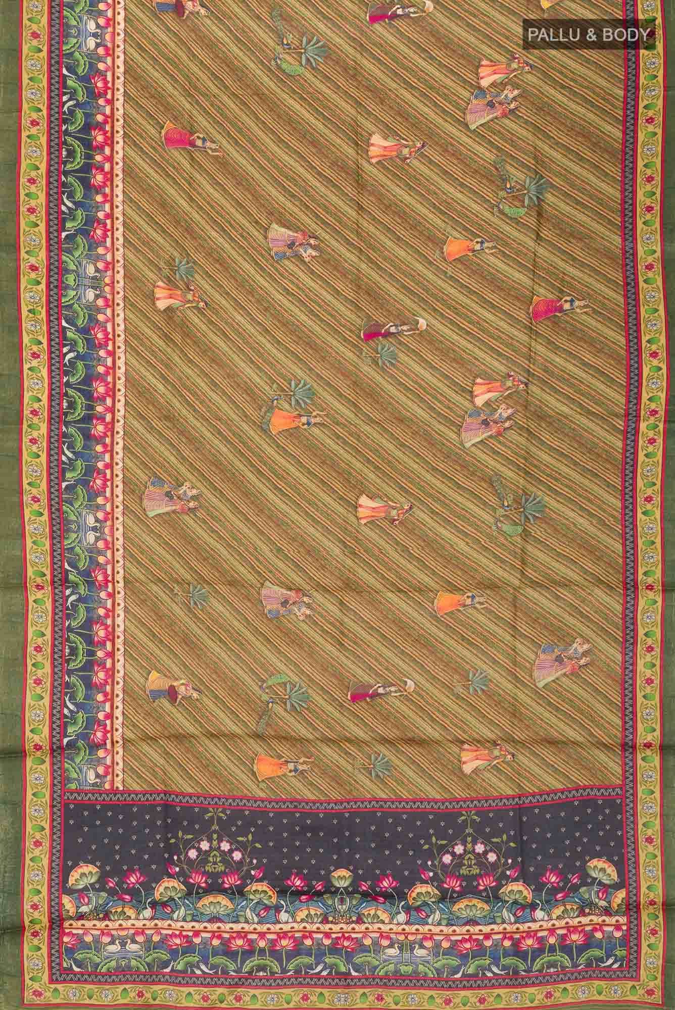 Green Bhagalpuri Tussar Silk Saree