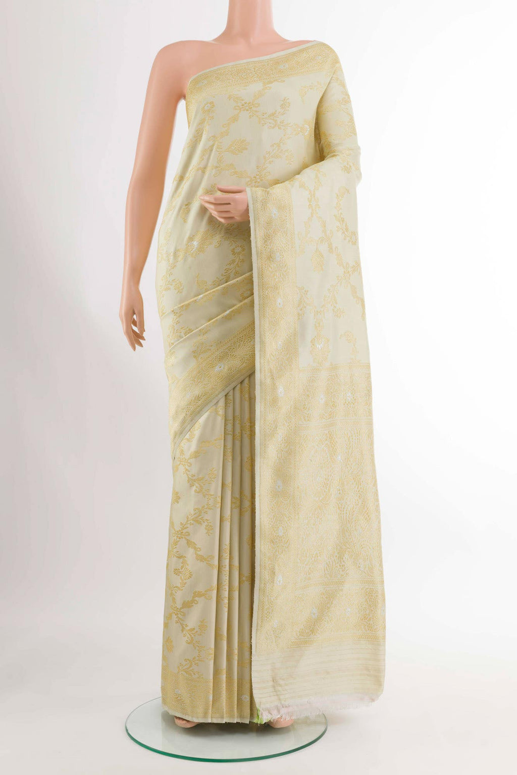 Off White Banarasi Silk Saree
