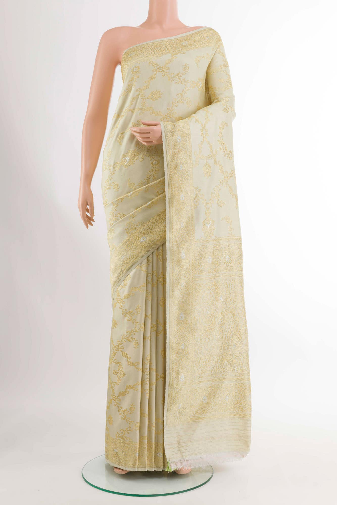 Off White Banarasi Silk Saree