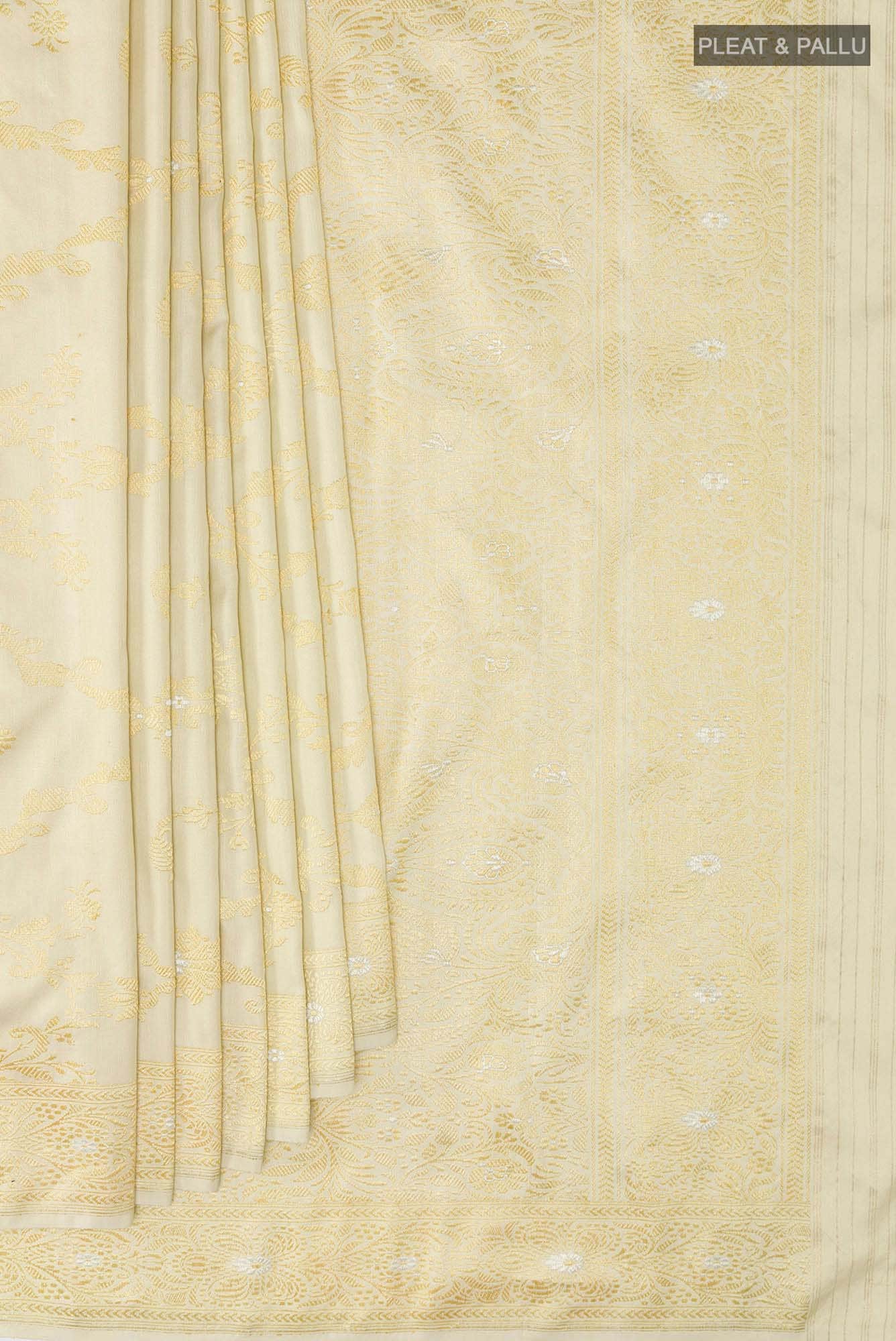 Off White Banarasi Silk Saree