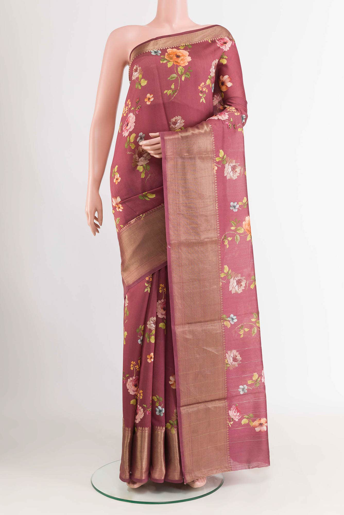 Light Magenta Tussar Saree