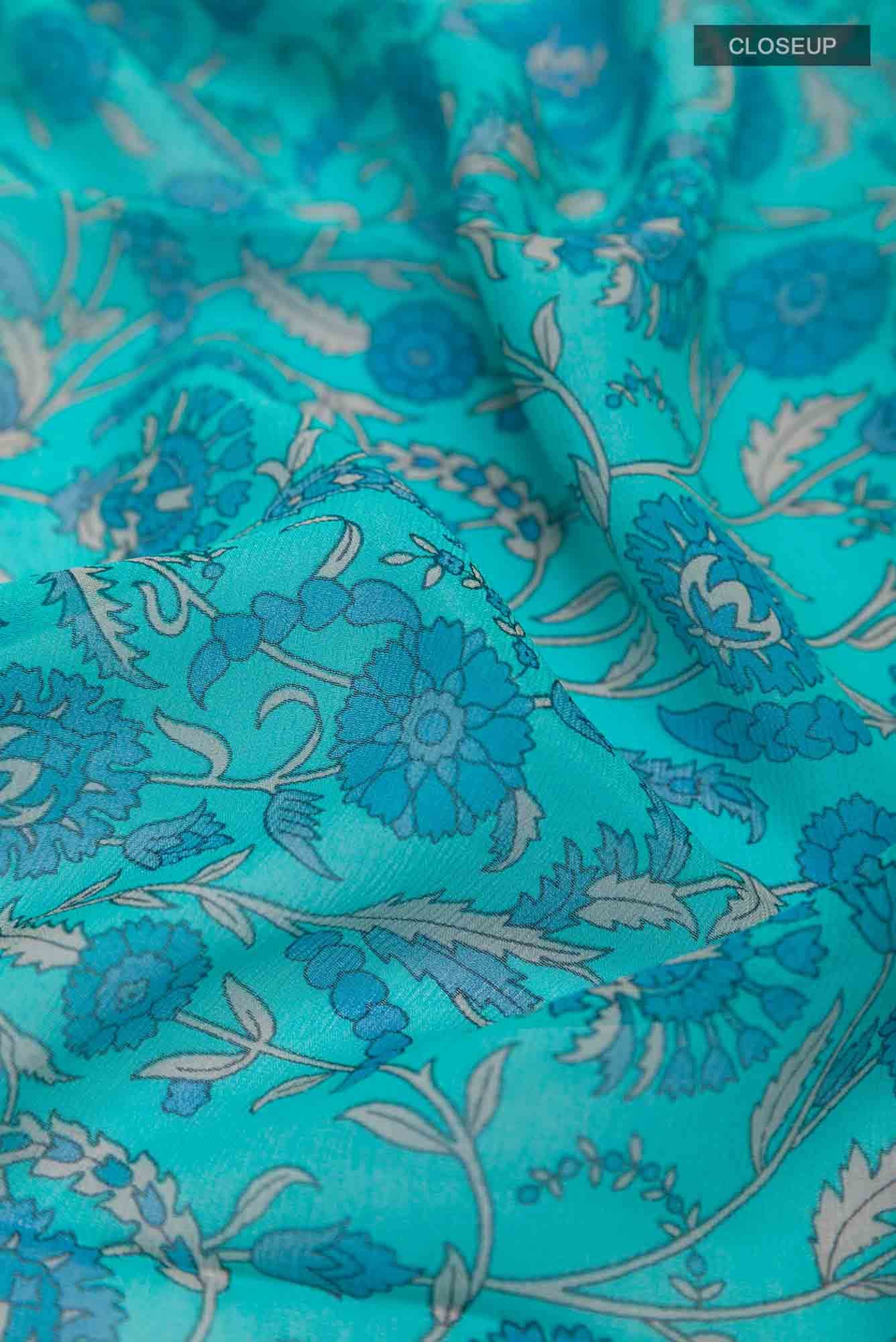 Blue Chiffon Saree