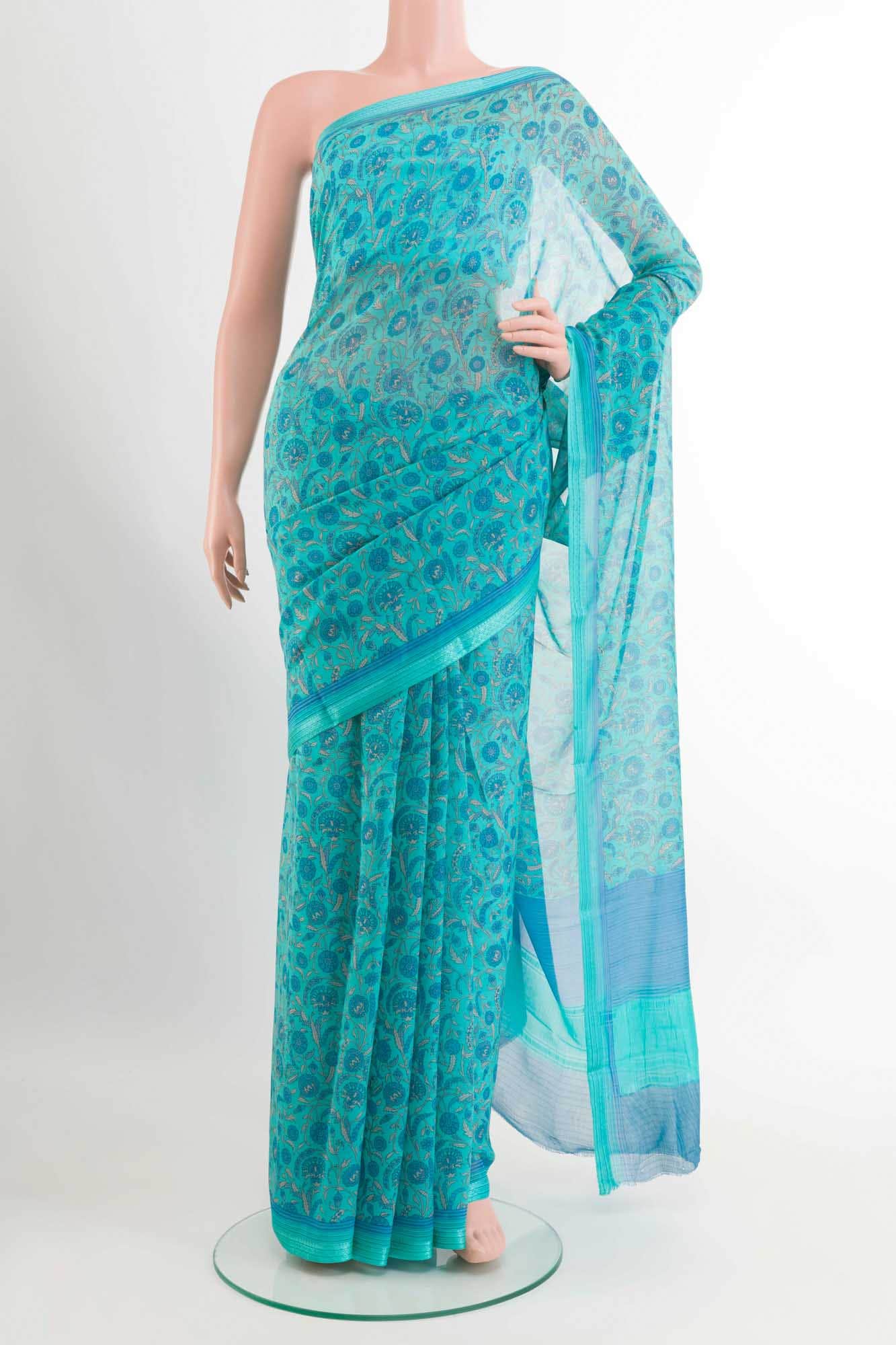 Blue Chiffon Saree