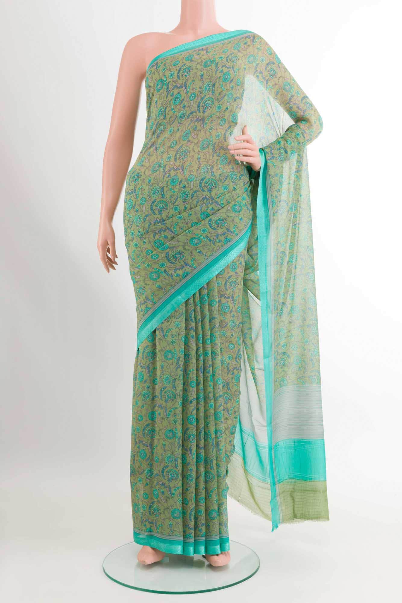 Green Chiffon Saree