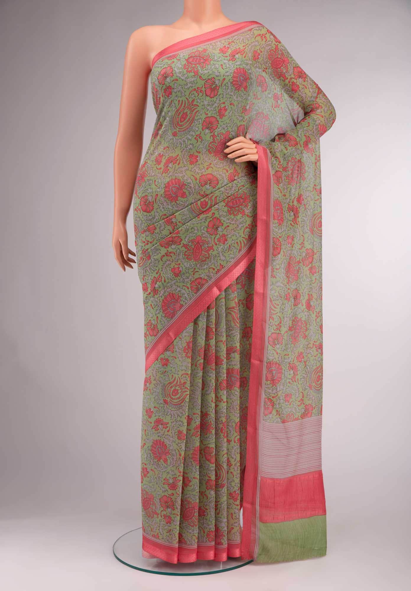 Sage Green Chiffon Saree