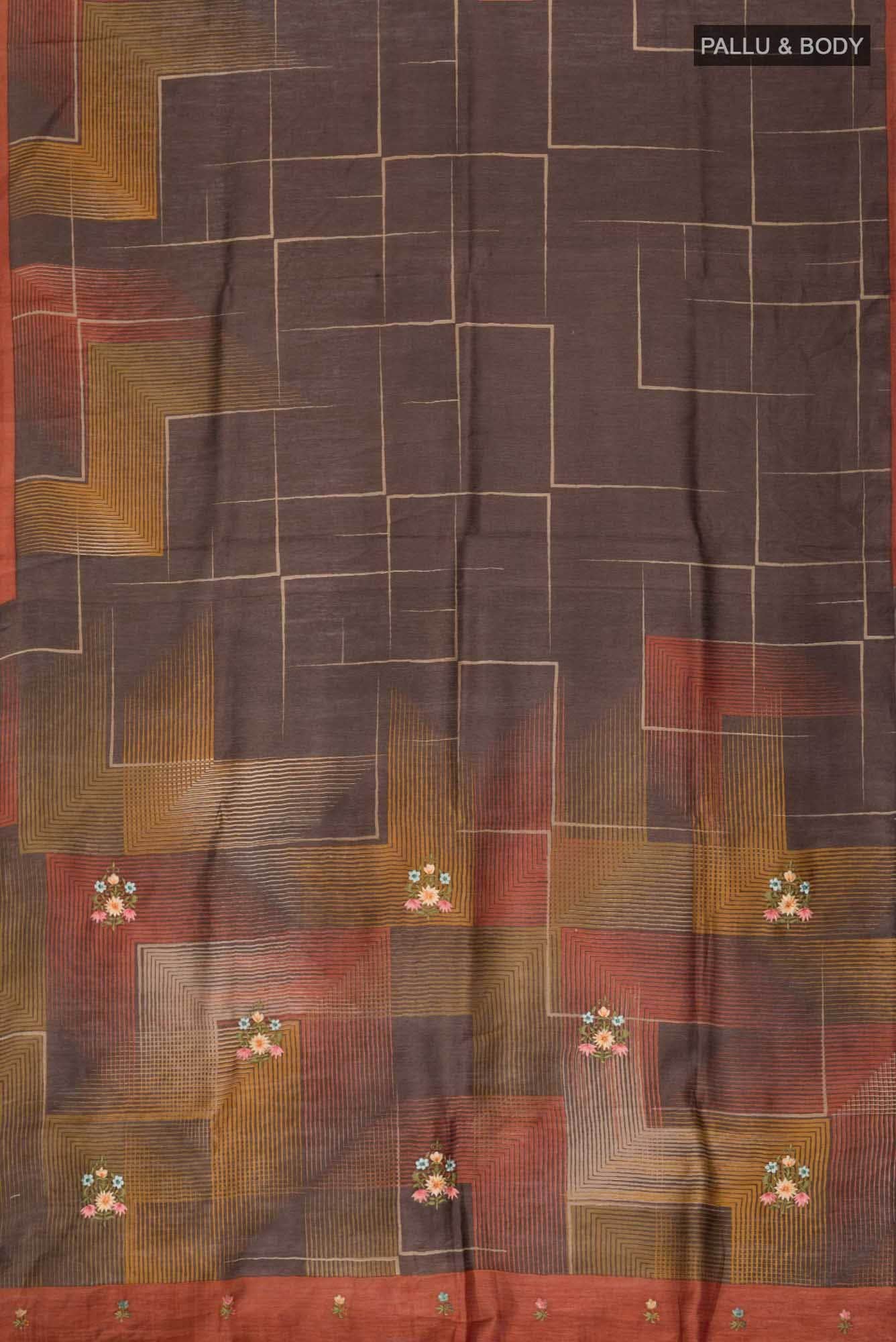 Brown Bhagalpuri Tussar Silk Saree