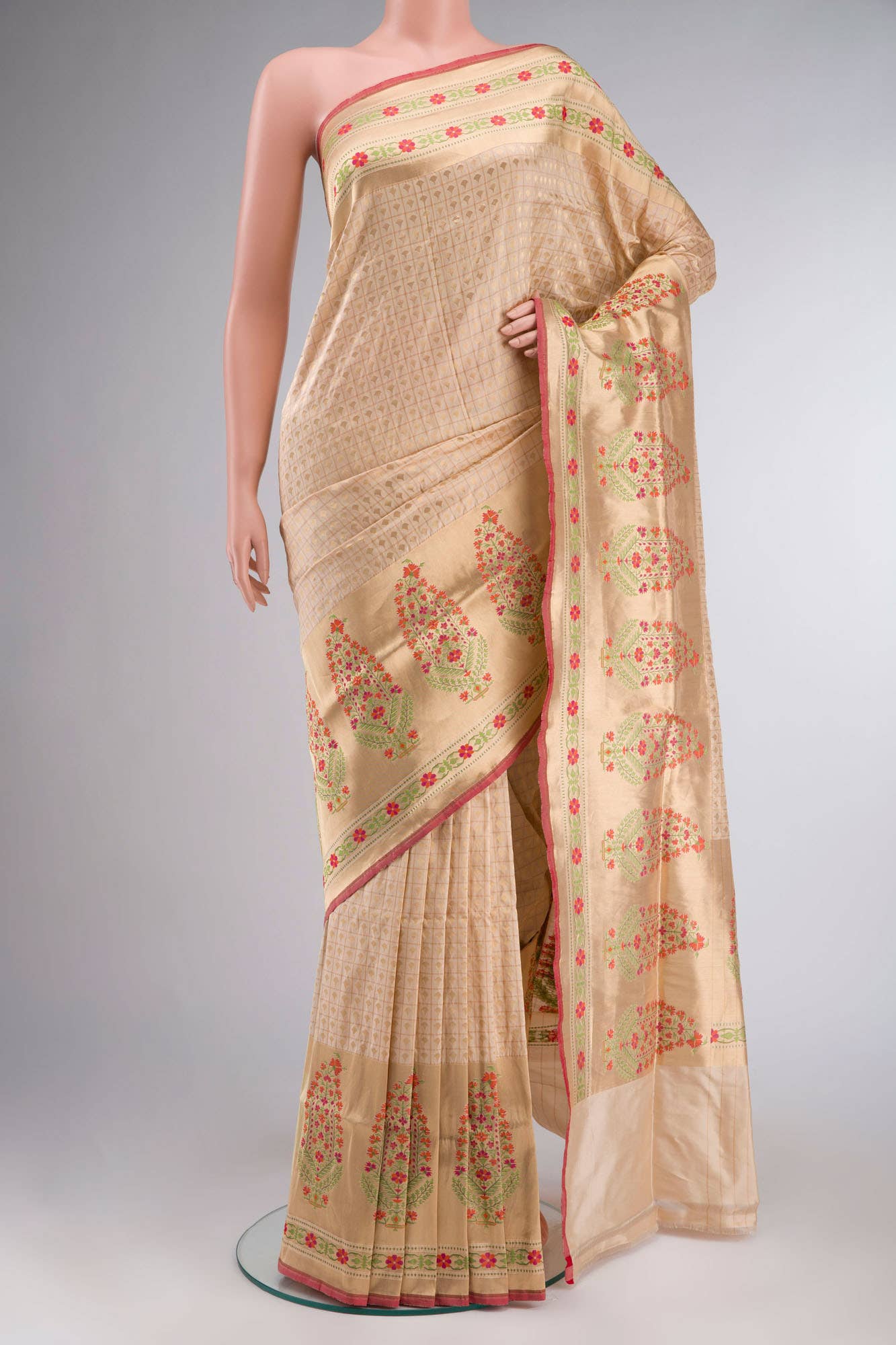 Sandal Banarasi Silk Saree