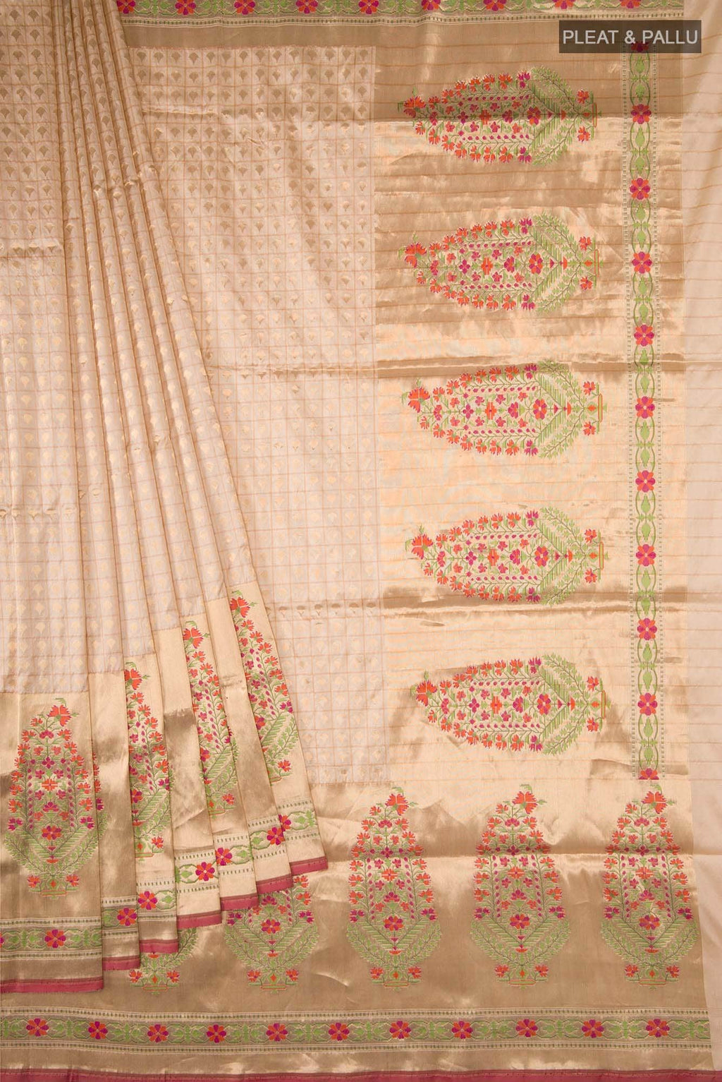 Sandal Banarasi Silk Saree