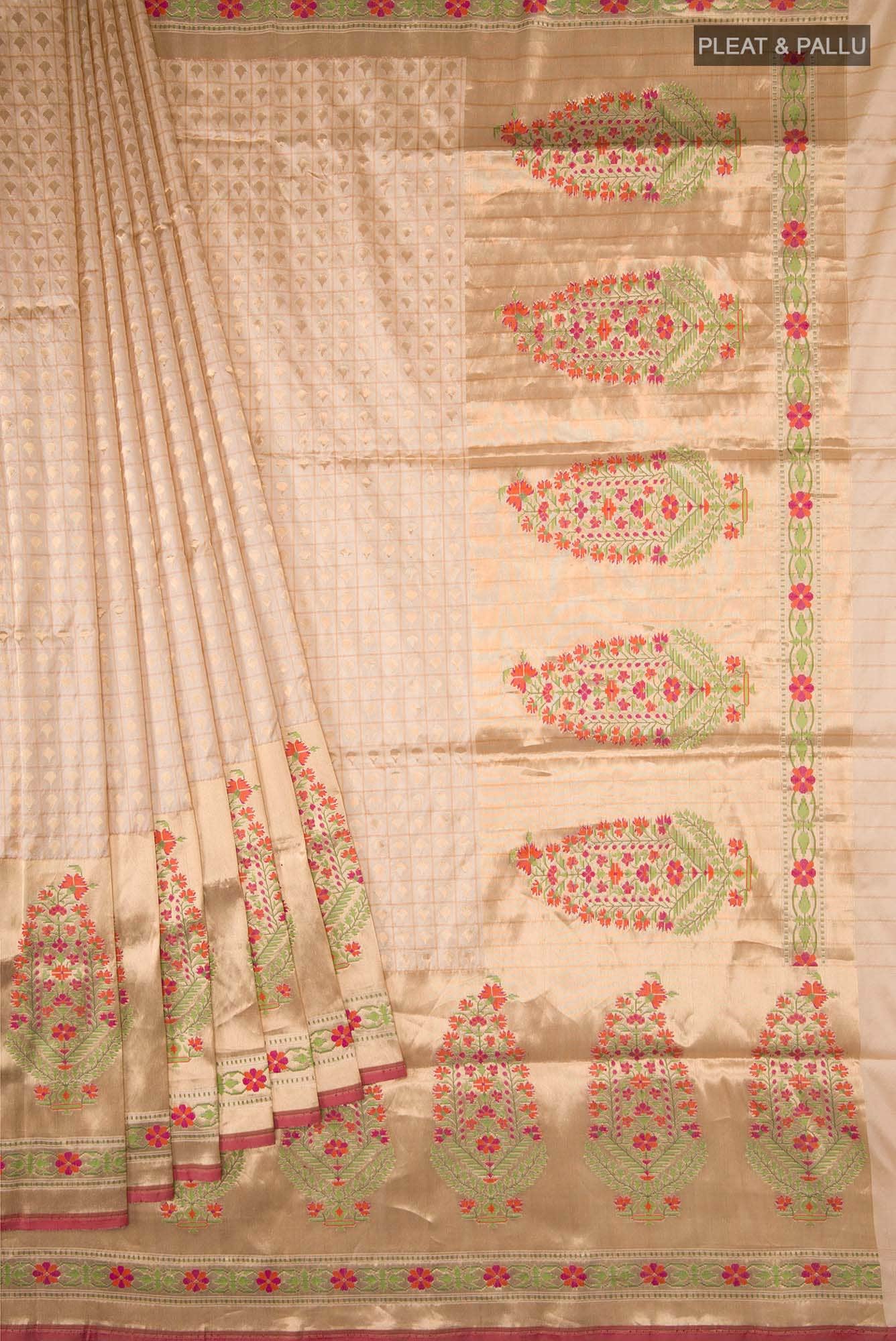 Sandal Banarasi Silk Saree