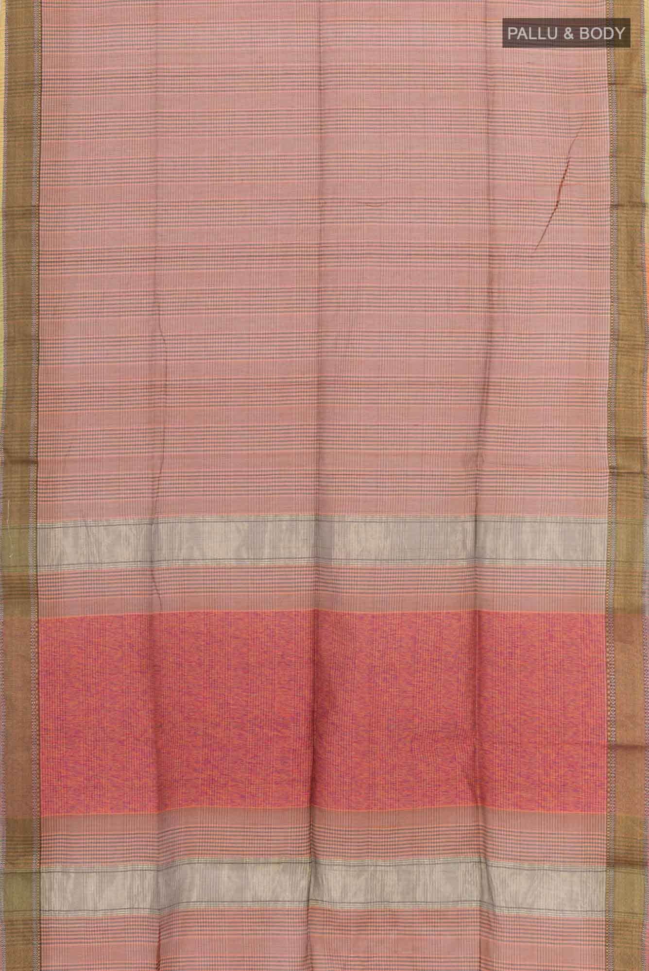 Rust Blended Maheshwari Silk Cotton Saree
