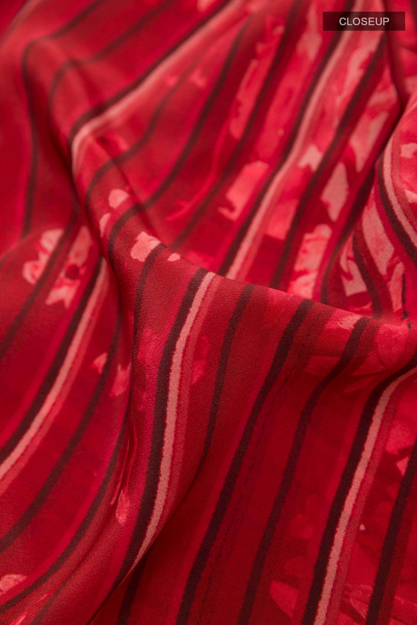 Red Mysore Crepe Saree