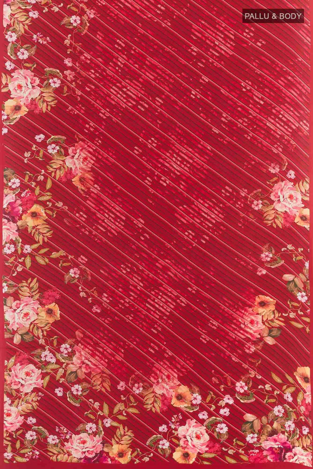Red Mysore Crepe Saree