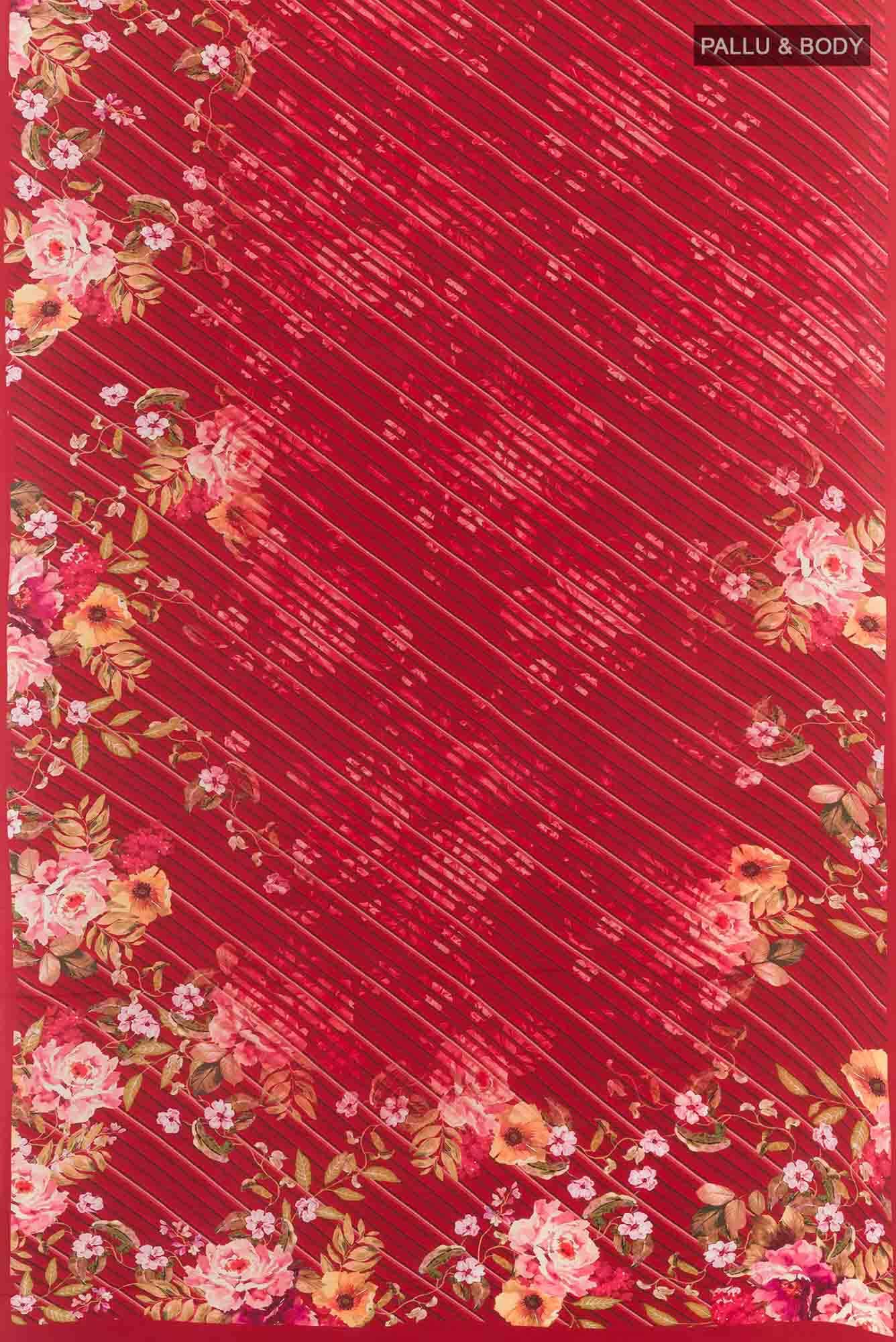 Red Mysore Crepe Saree