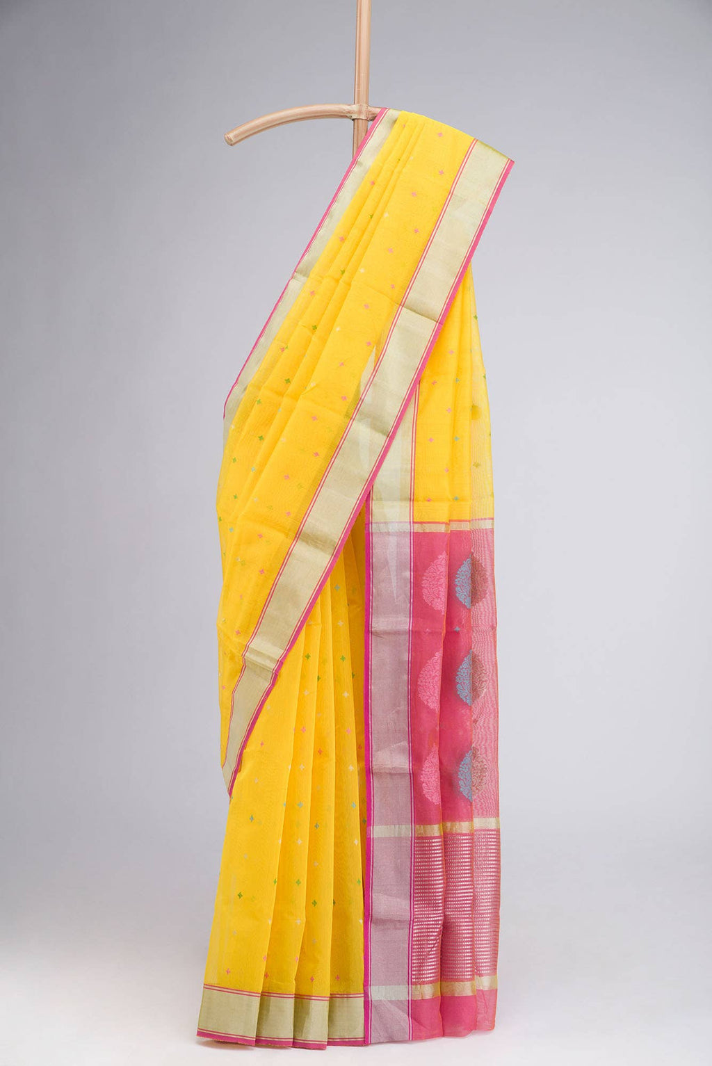 Yellow Chanderi Silk Cotton Saree
