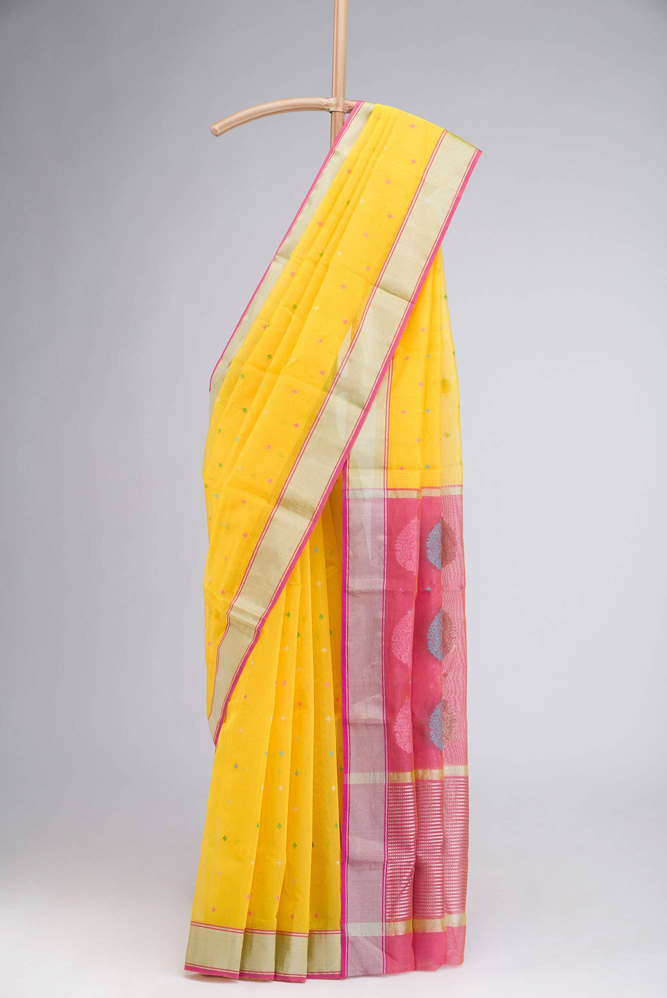 Yellow Chanderi Silk Cotton Saree
