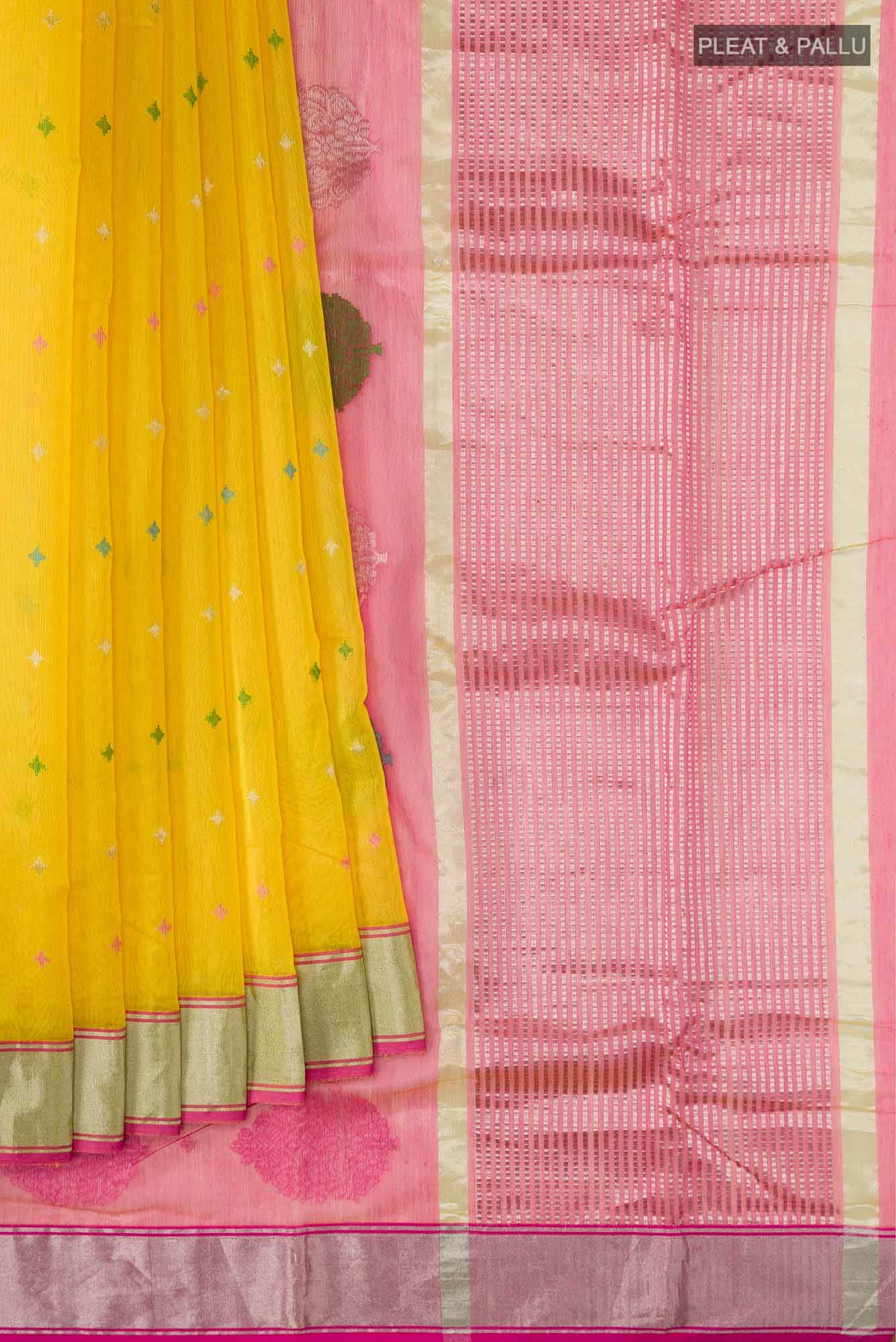 Yellow Chanderi Silk Cotton Saree