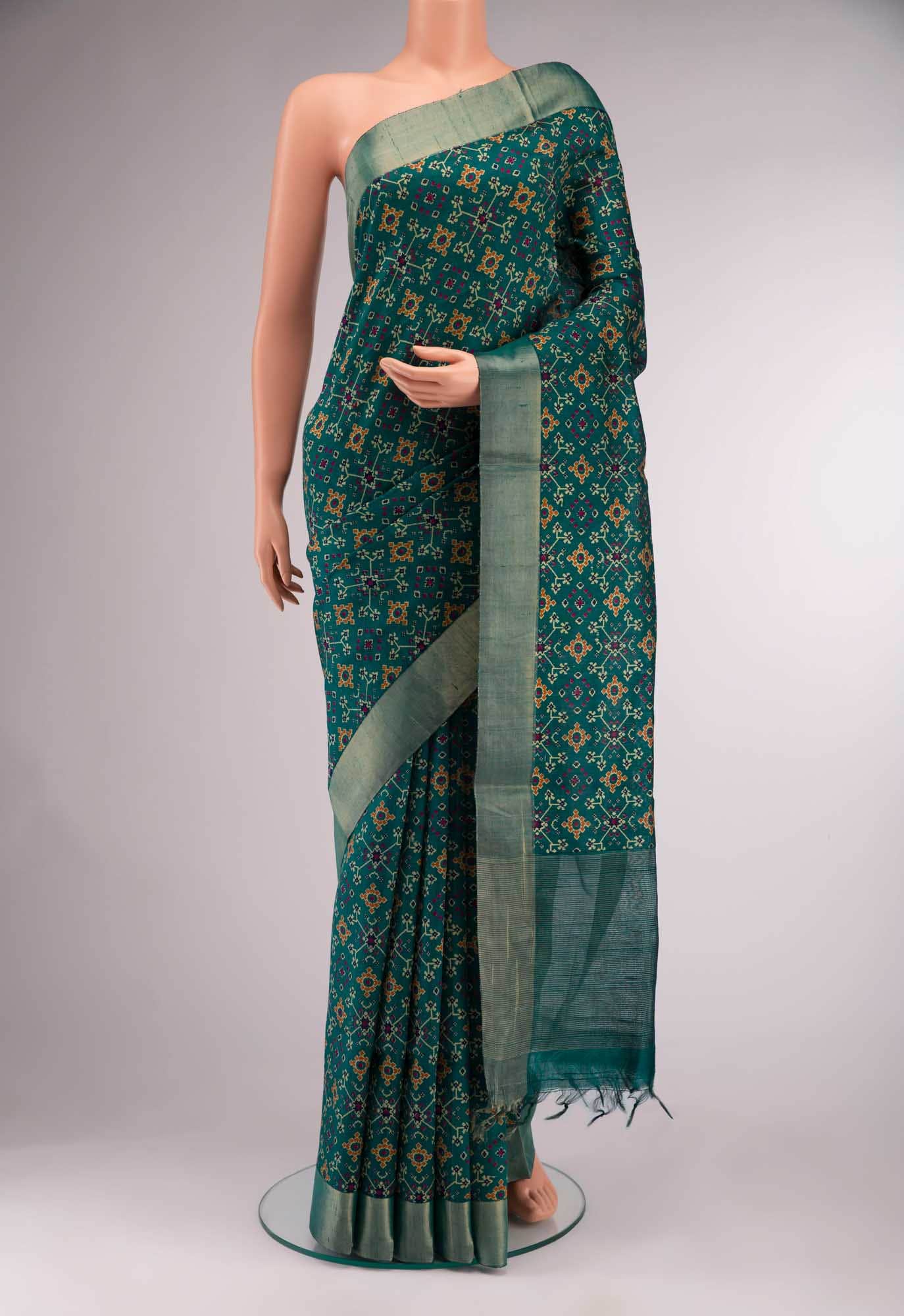 Green Tussar Silk Saree