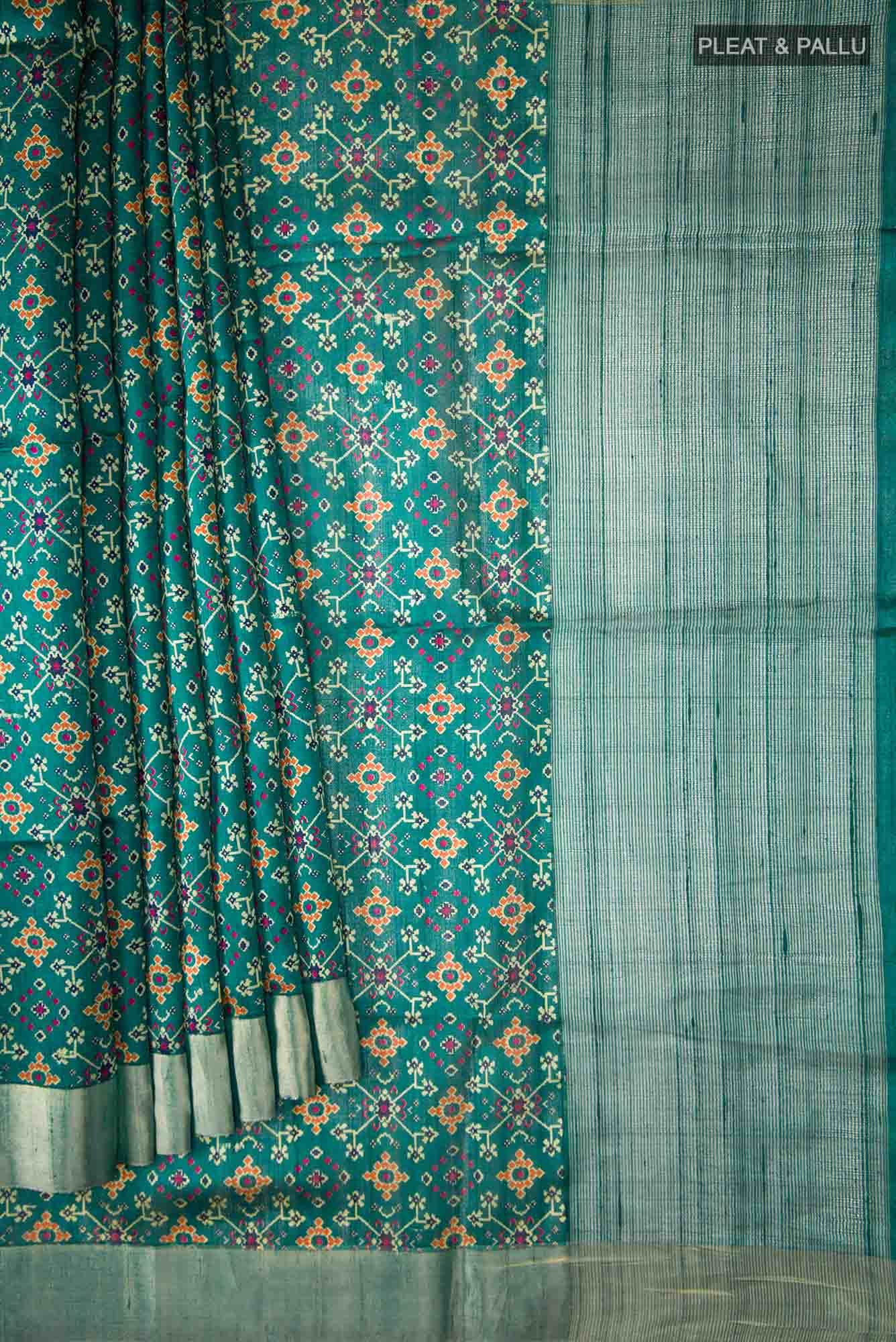 Green Tussar Silk Saree