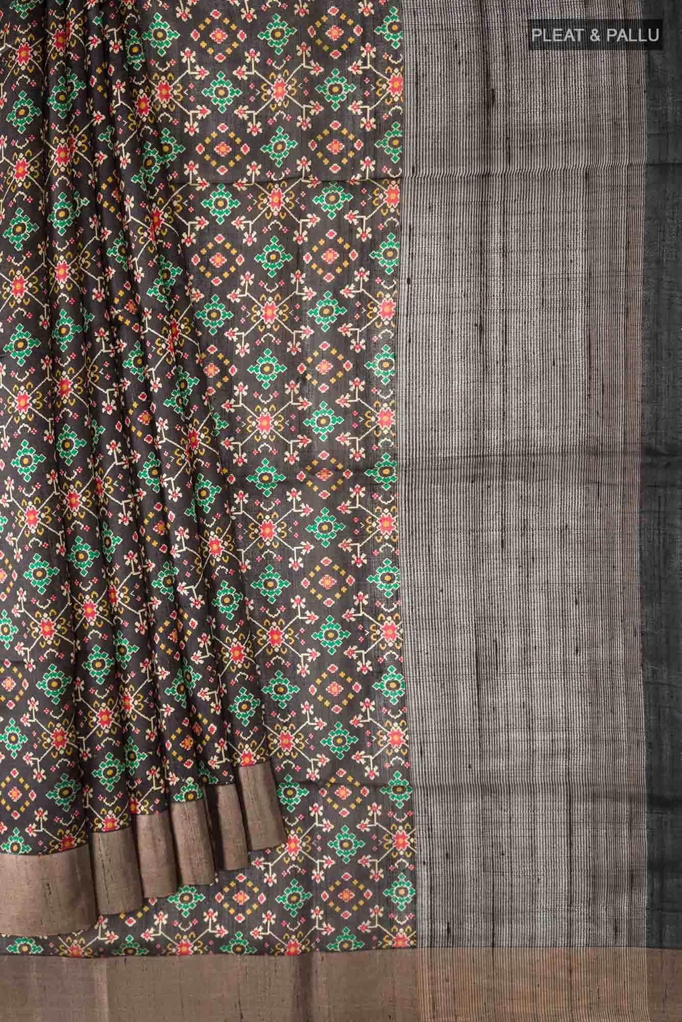 Black Tussar Silk Saree
