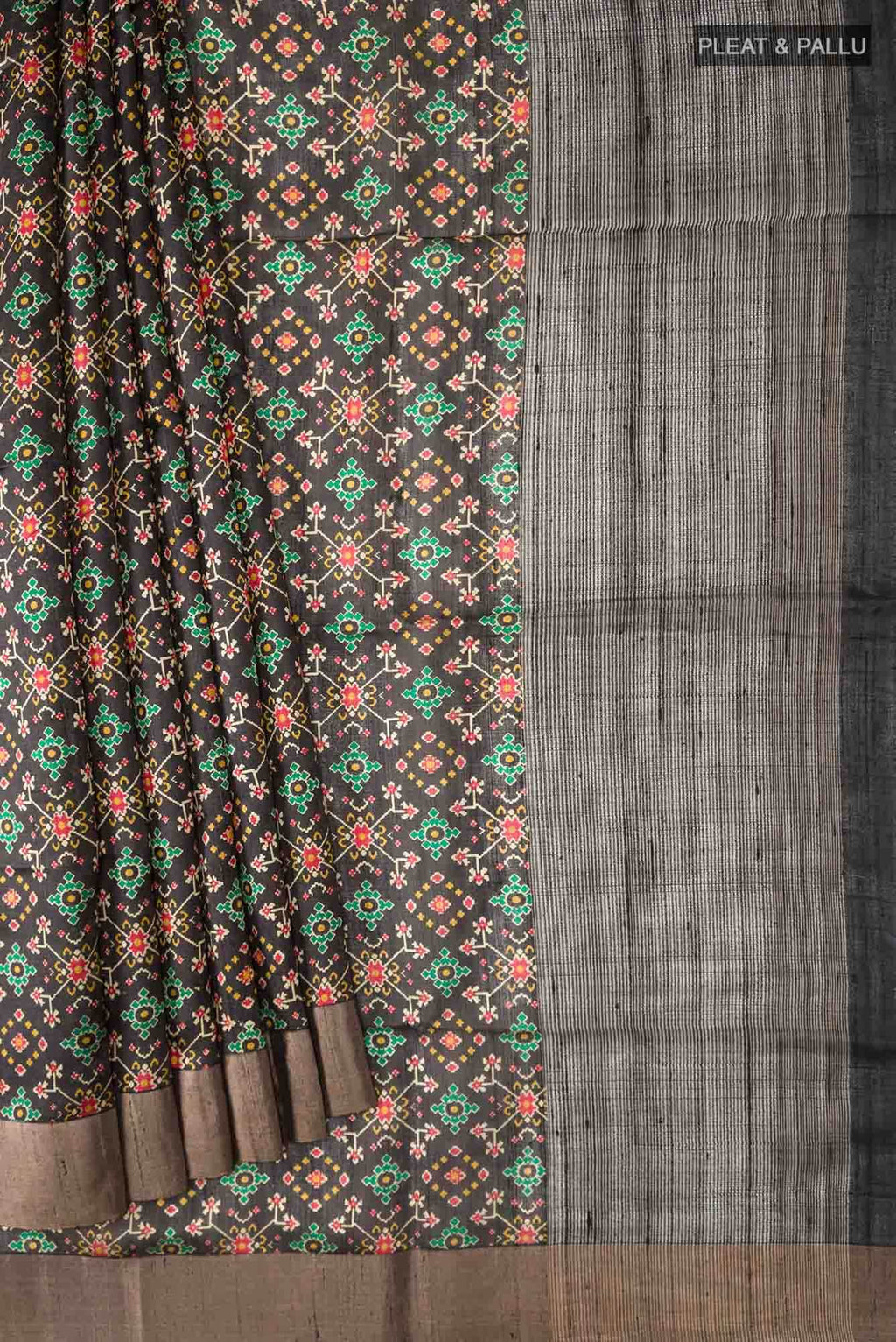 Black Tussar Silk Saree