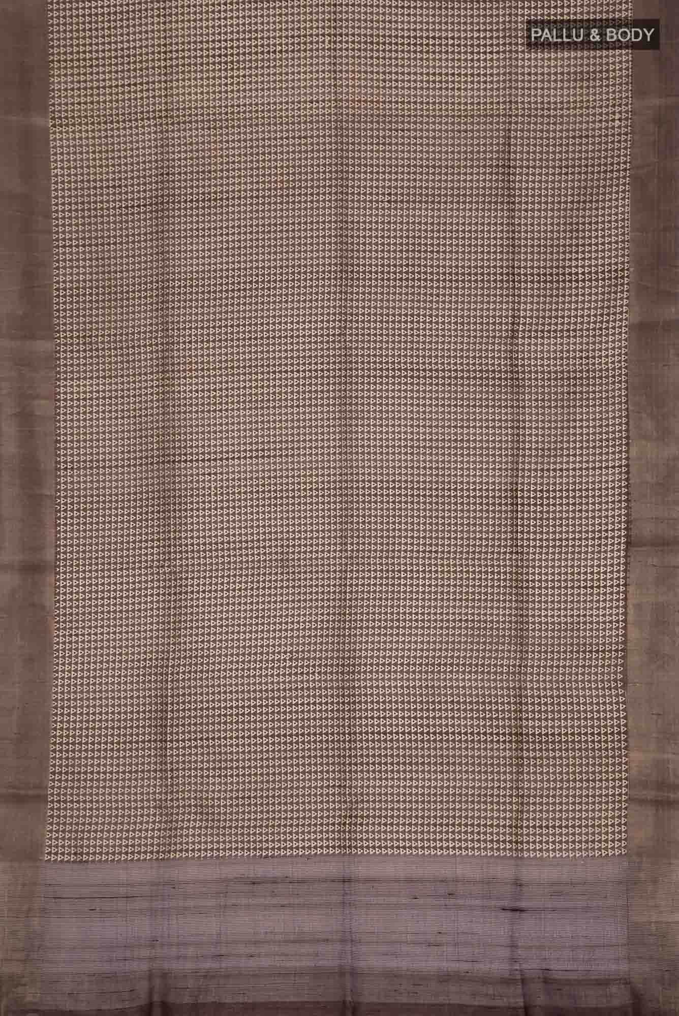 Brown Tussar Silk Saree